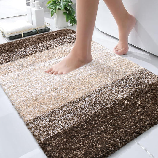 OLANLY Bathroom Rugs Mat 30x20, Extra Soft Absorbent Microfiber Bath Rugs, Rubber Backing, Quick Dry, Machine Washable Bath Mats for Bathroom Floor, Tub and Shower, Home Decor Accessories, Light Brown