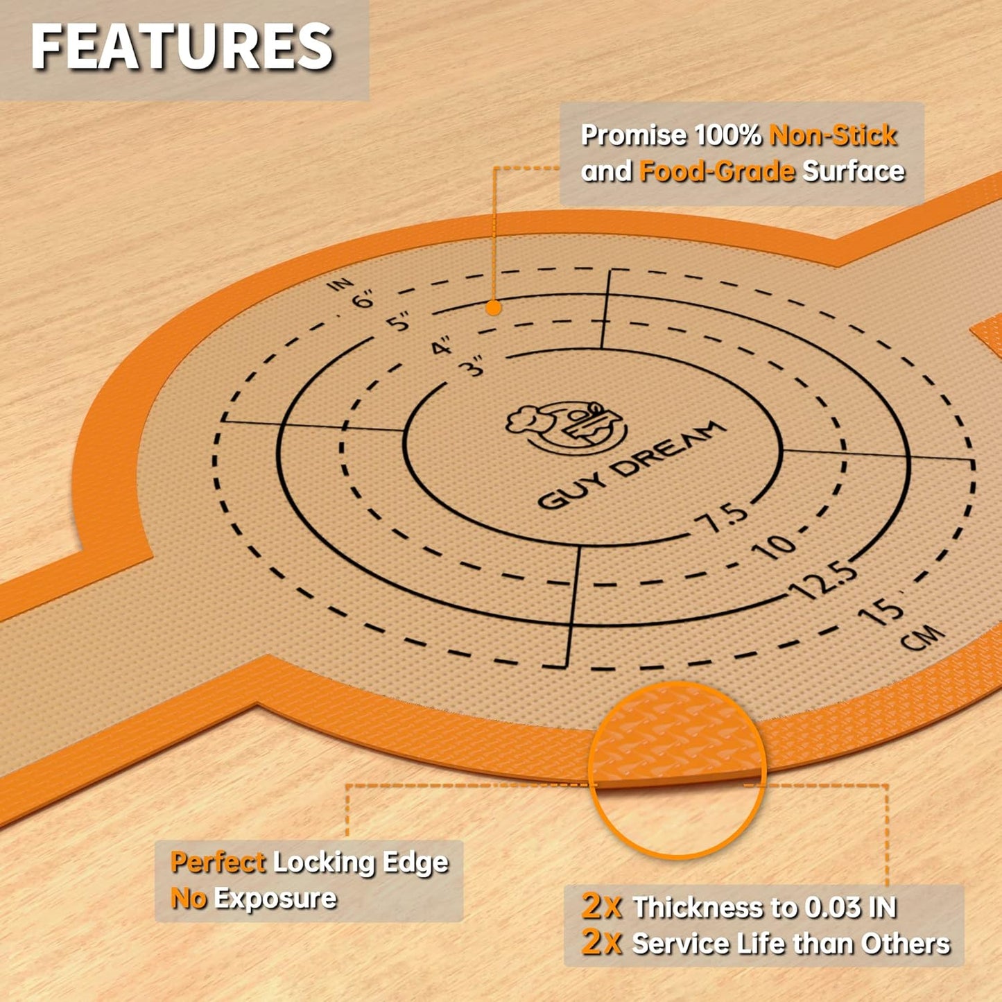 GUYDREMAT Bread Sling - Perfect Silicone Baking Mat for Sourdough Bread Baking – Superior Cast in Iron Dutch Oven Liner, 2 Pieces with Storage Band in GUY DREAM Classic Pack