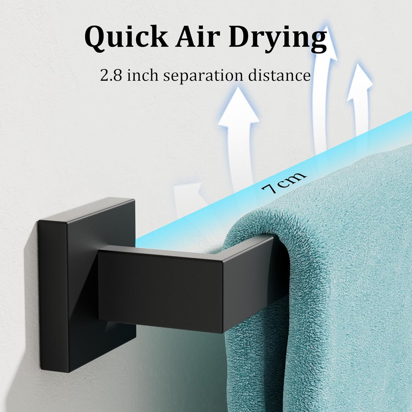 Alise Black Towel Bars,27.56 Inch Towel Holder Towel Racks for Bathroom and Lavatory,SUS304 Stainless Steel Hand Towel Hanger Rail Wall Mount,Useable Length 25.79 Inch Towel Bar, GYT070-B