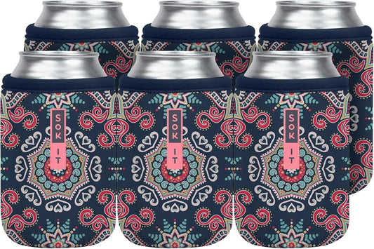 Sok It CanSok 6 Pack Sleeve for Beer & Soda Insulated Neoprene Cover (Floral Burst, 12oz Can Sleeve - 6 Pack)
