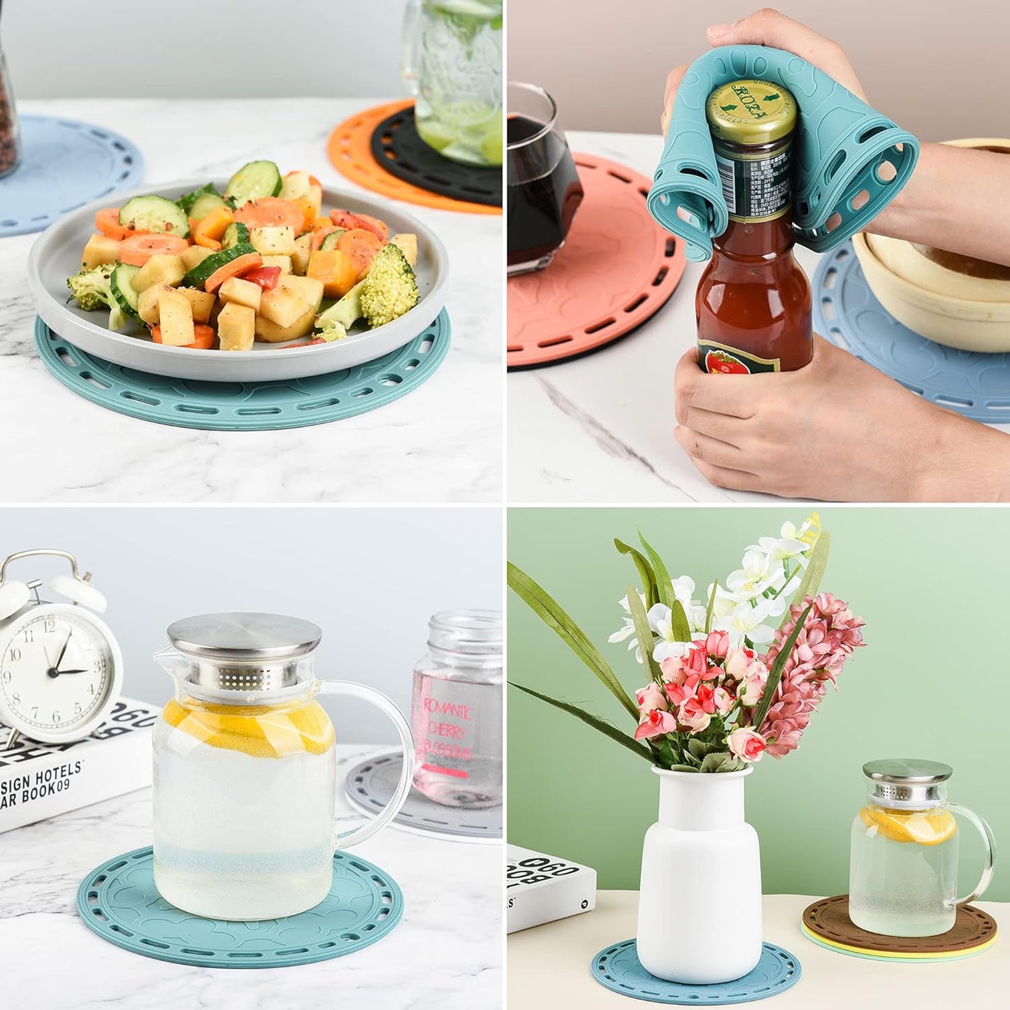 Smithcraft Silicone Trivets Mats Big Round Silicon Pad for Hot Dishes and Hot Pots, Hot Pads for Countertops, Tables, Pot Holders, Spoon Rest Place Mats Set of 3 Color Dark Grey