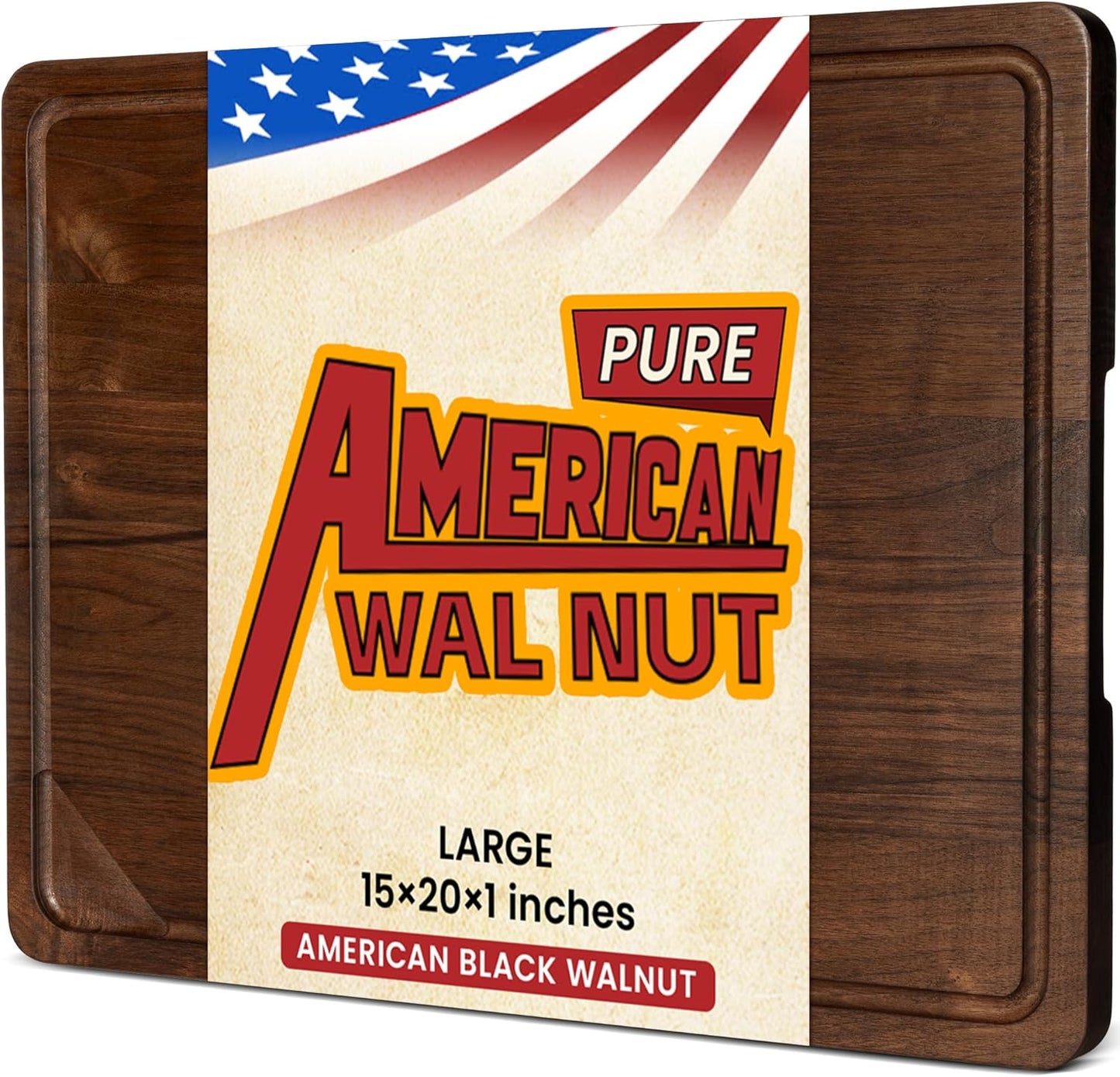 Heimlove 20x15 Walnut Cutting Board, Wooden Cutting Boards for Kitchen, Large Butcher Block Cutting Board, Wood Cutting Boards for Kitchen with Juice Groove, Gift for Festival, Wedding(Gift Box)