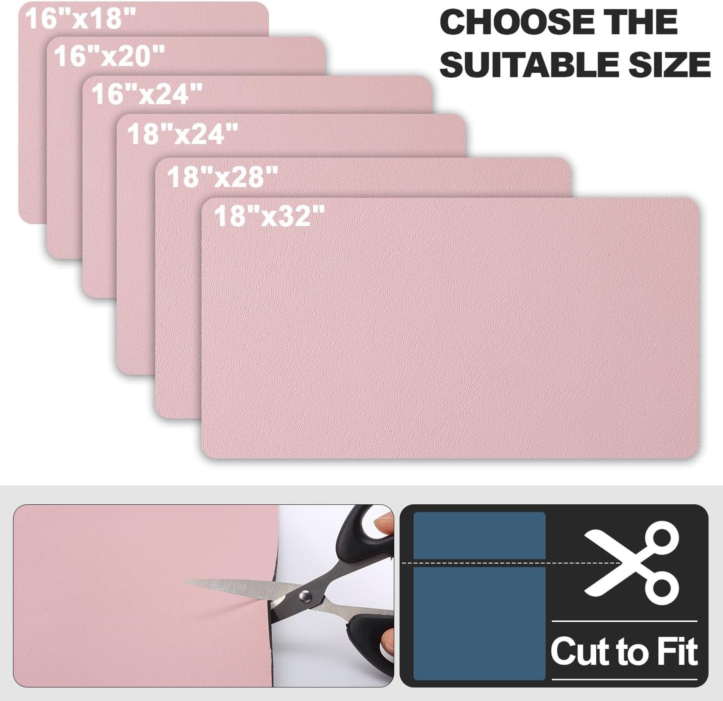 Dish Drying Mat for Kitchen Counter | Coffee Bar Mat for Countertops | Heat Resistant Drainer Mat with Non-slip Rubber Backed | Hide Stain Kitchen Absorbent Draining Mat | Pink 16"x20"