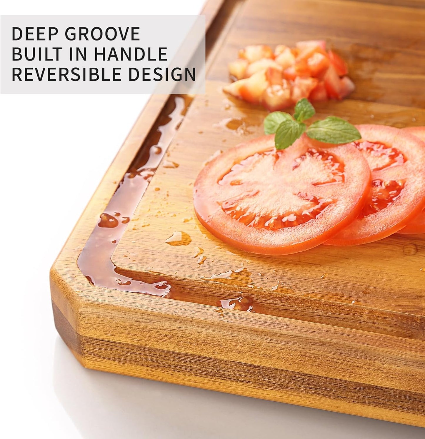 Acacia Wood Cutting Boards for Kitchen,Large Wooden Cutting Boards for Chopping Meat, Cheese, Fruits, and Vegetables，Extra Large Charcuterie Board with Handles, Juice Groove
