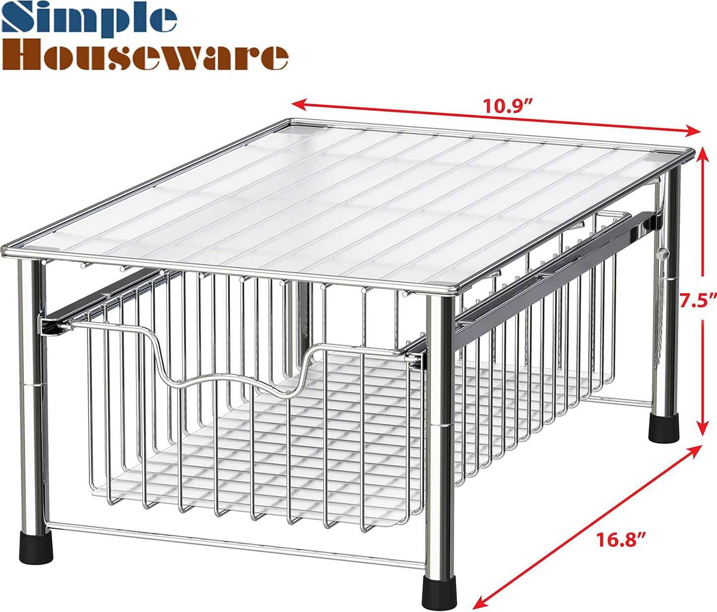 Simple Houseware Stackable Basket Drawer, Chrome