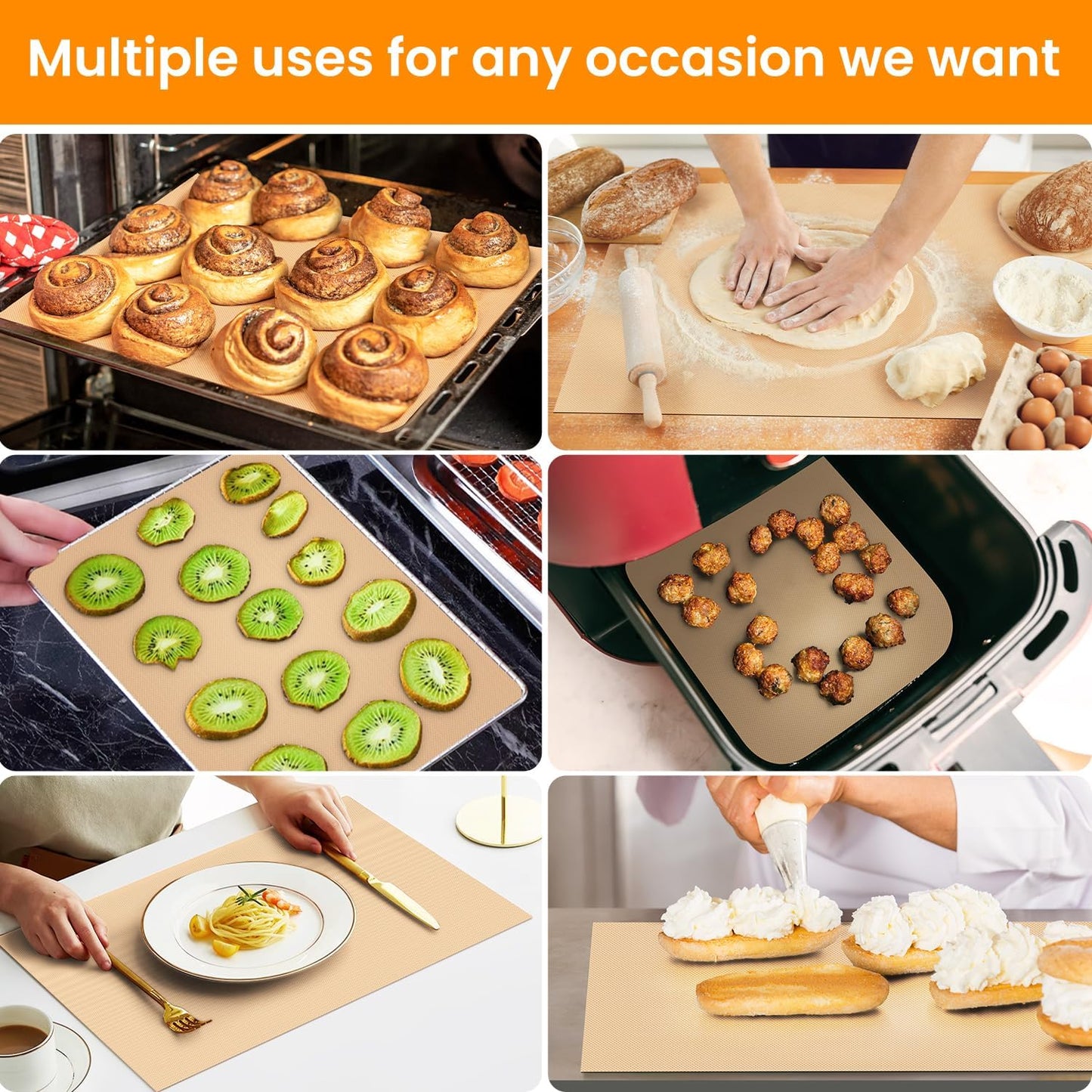 Silicone Baking Mat Roll- Heat Resistant Baking Macaron Bread Mat, Non-stick Silicone Pastry Mat, Non Slip Kitchen Countertop Protector Mat, Pan Liner, Silicone Mat Roll