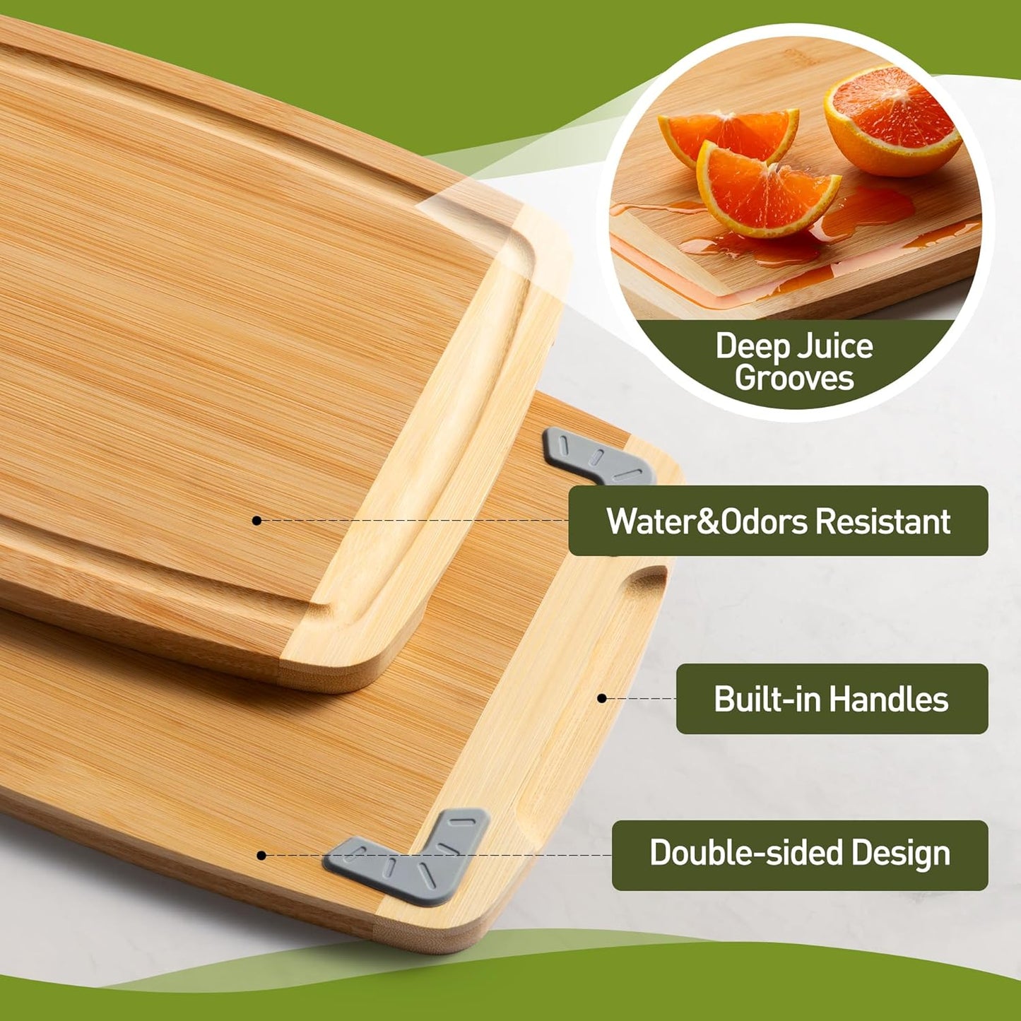 Bamboo Cutting Board Set Non Slip Feet Over Sink Men Husband Birthday Christmas Xmas Valentines Father Day Gifts Ideal from Wife Romantic Anniversary Best Cool Gadget Awesome Who Have Everything