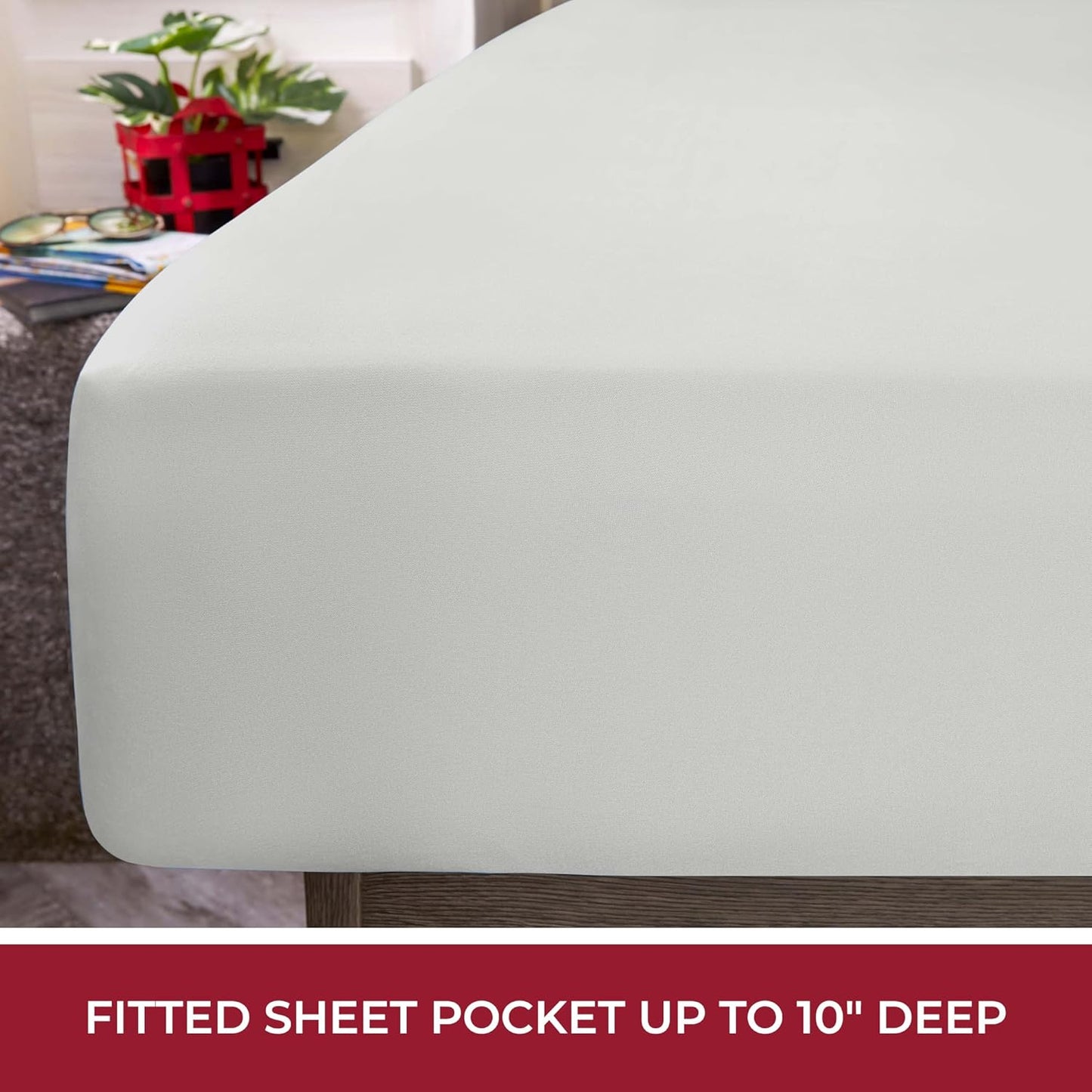 Mellanni RV Short Queen Sheets - 4 PC Iconic Collection Bedding - Hotel Luxury, Extra Soft, Cooling Bed Sheets - Deep Pocket up to 10 inch (RV/Short Queen, Light Gray)