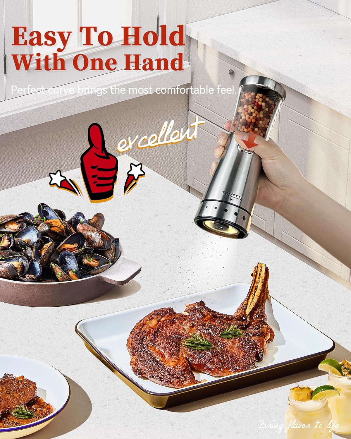 Electric Salt and Pepper Grinder Set with Storage Base, Stainless Steel Rechargeable Salt and Pepper Grinder Set with 4.5 oz Large Capacity, 1.8" Wide Mouth, Adjustable Coarseness, Ideal for Kitchen