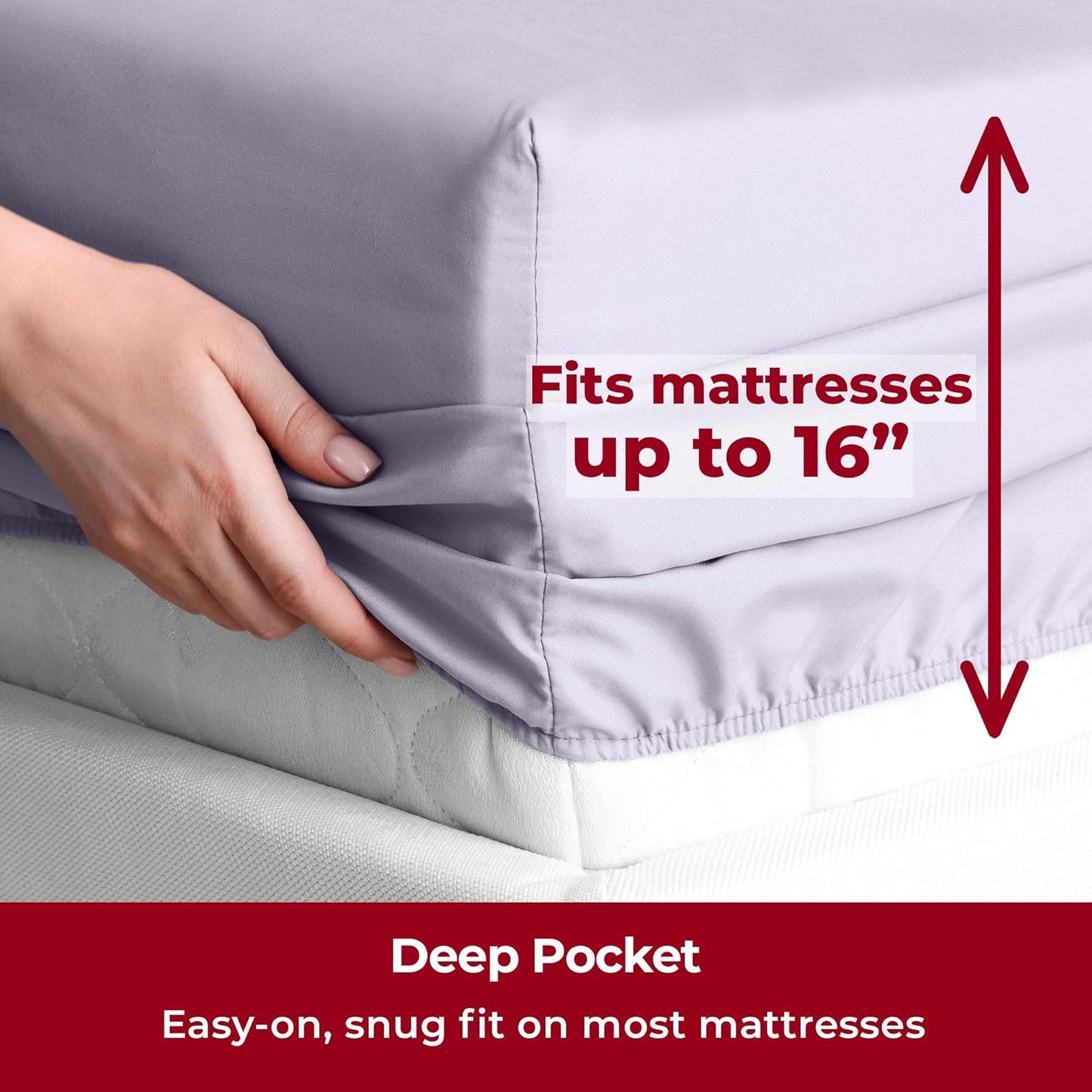 Mellanni Split King Sheets Set - 5 PC Iconic Collection Bedding - Hotel Luxury, Extra Soft, Cooling Bed Sheets - Wrinkle, Fade, Stain Resistant (Split King, Lavender)