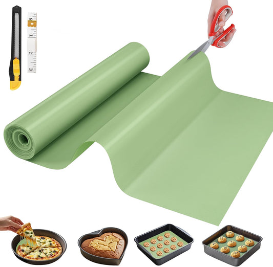 Silicone Baking Mat, 12 IN x 10 FT Free Cutting Baking Sheet,Non-Stick Reusable Dough & Pastry Mat,Non-Slip Silicone Mat Roll for Air Fryer Liner,Freeze Dryer,Oven Baking Pan,Kitchen Counter