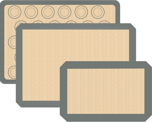 Macaron Silicone Baking Mat, 3 Pack Reusable Baking Mat, Non-Stick, Food Safe Silicone Cookies Sheets for Baking