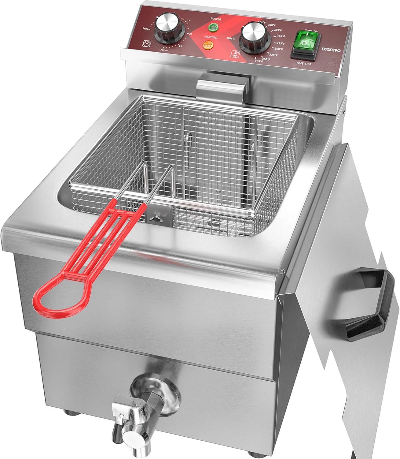 Deep Fryer 12L Large Electric Fryer with Oil Drain and Timer Deep Fryer with Basket and Lid Stainless Steel Countertop fryer Commercial Fryer for Restaurant and Home Kitchen 120V 1750W