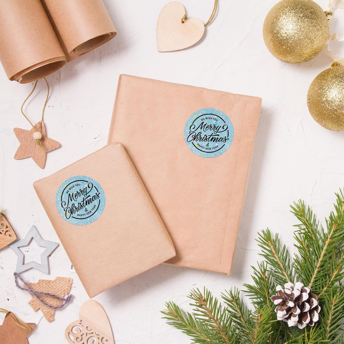 2''Holographic Thermal Label,Round Self-Adhesive Direct Thermal Label,Thermal Stickers for DIY Logo Design,Name Tag (300/Roll Blue Starry Sky