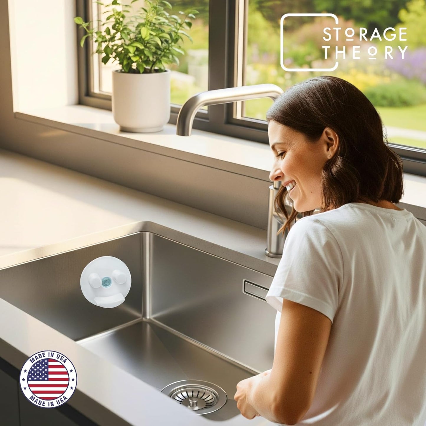 Sponge Daddy Caddy by Storage Theory – Sponge Mommy & Daddy Kitchen Sink Organizer, Universal, Simple Suction Cup Installation, Dishwasher Safe, Keep Sponges Dry, Odor-Free – White, 2 Pack