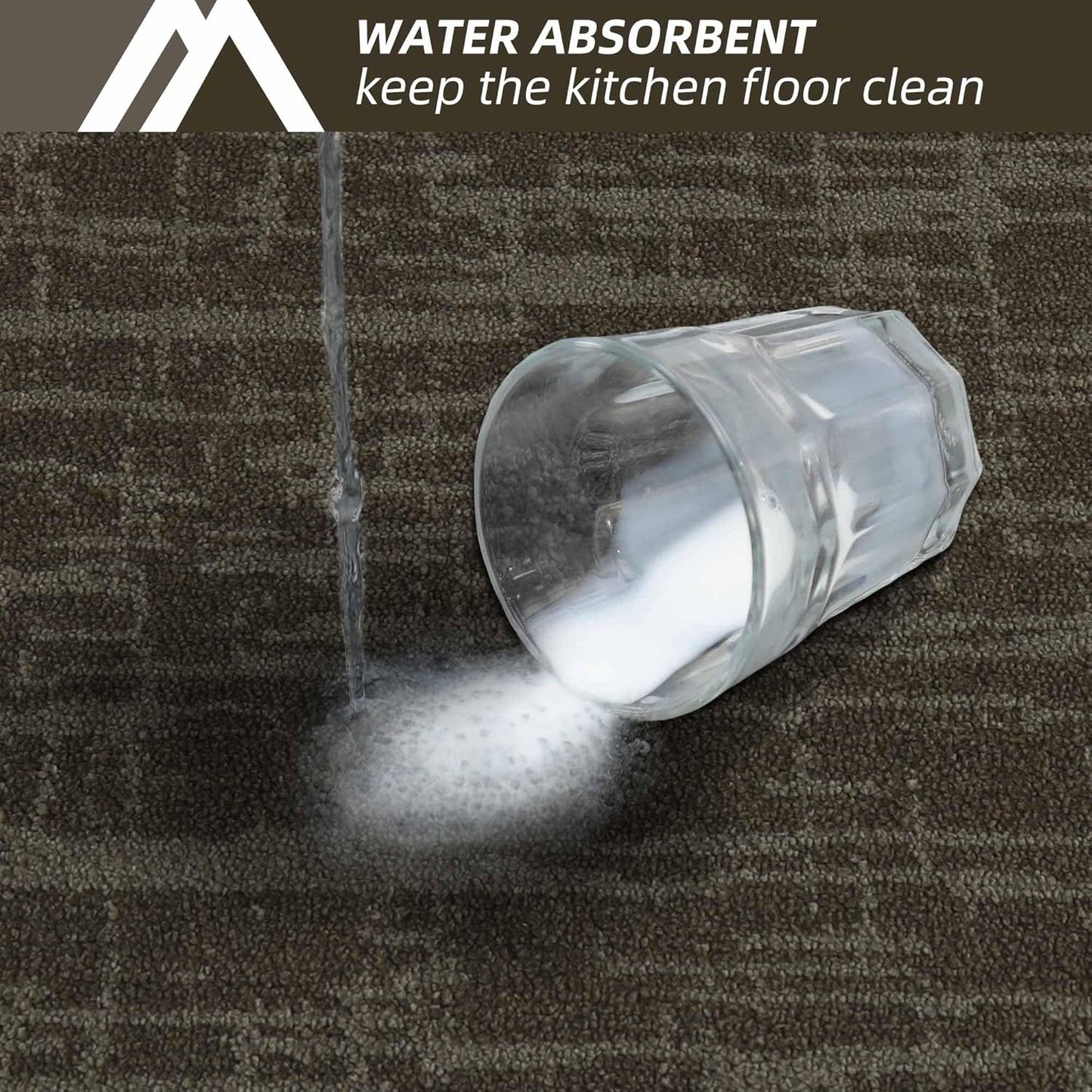 COSY HOMEER Kitchen Rugs 20"x32"+20"x48" Absorbent Soft Kitchen Mats for Floor Non Slip Kitchen Runner Rug Polyester Washable Kitchen Floor Mats for Sink Mat,Hallway,Laundry,Brown