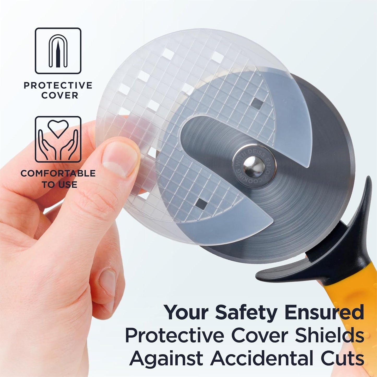 Deiss Pro Heavy Duty Pizza Cutter With Wheel Slicer- Stainless Steel Sharp Smooth Pizza Cutter Wheel With Easy Grip Non-Slip Handle, Dishwasher Safe (ORANGE)