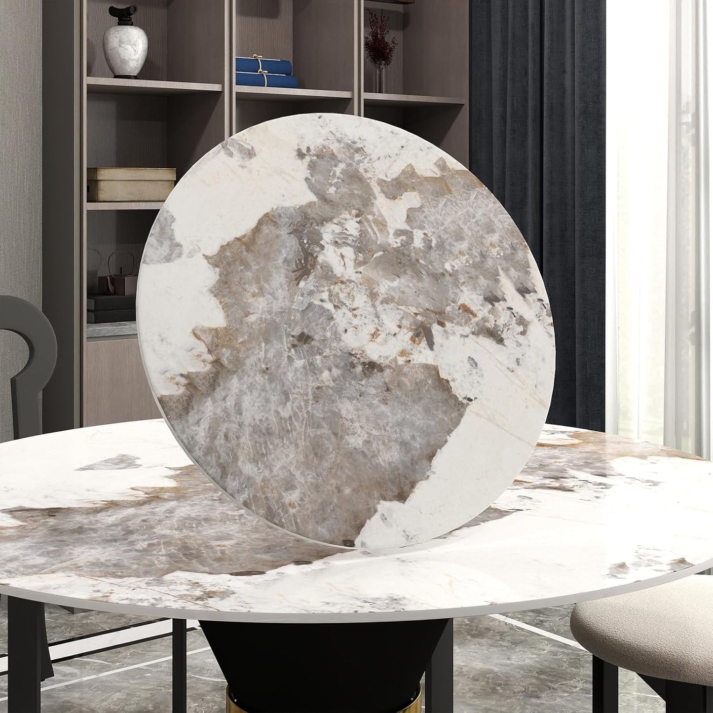 31.5" Lazy Susan for Table Top Sintered Stone Rotating Serving Tray for Dining Table, Kitchen Lazy Susan Organizer Spinning Rotating Food Server Party Centerpieces