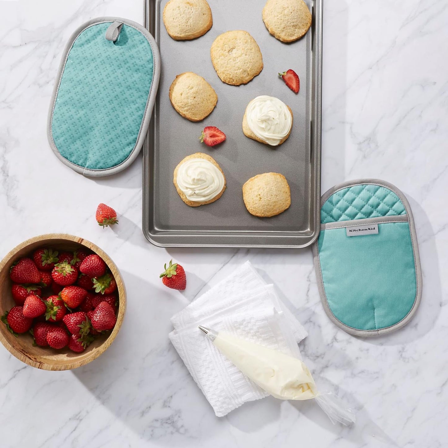 KitchenAid Asteroid Pot Holder 2-Pack Set, Aqua, 6.5"x10"