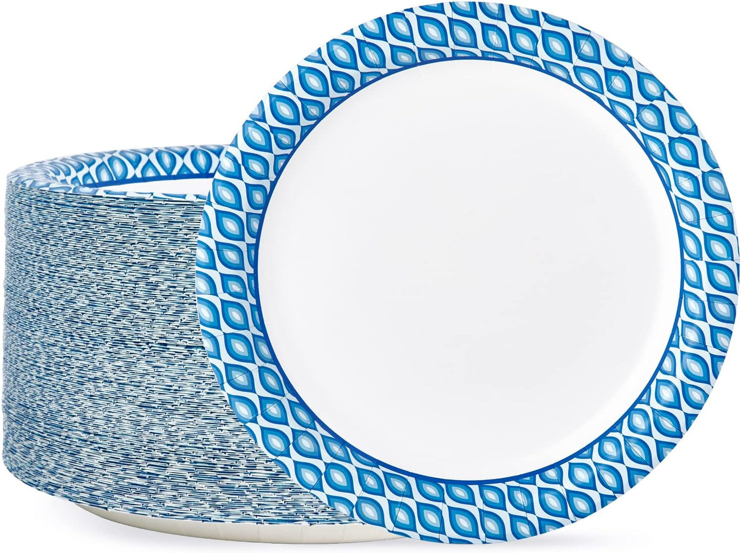 MUCHII Paper Plates 10 Inch, 150 Count Soak and Cut Proof, Blue Large Disposable Plates Bulk for Daily Use, Parties