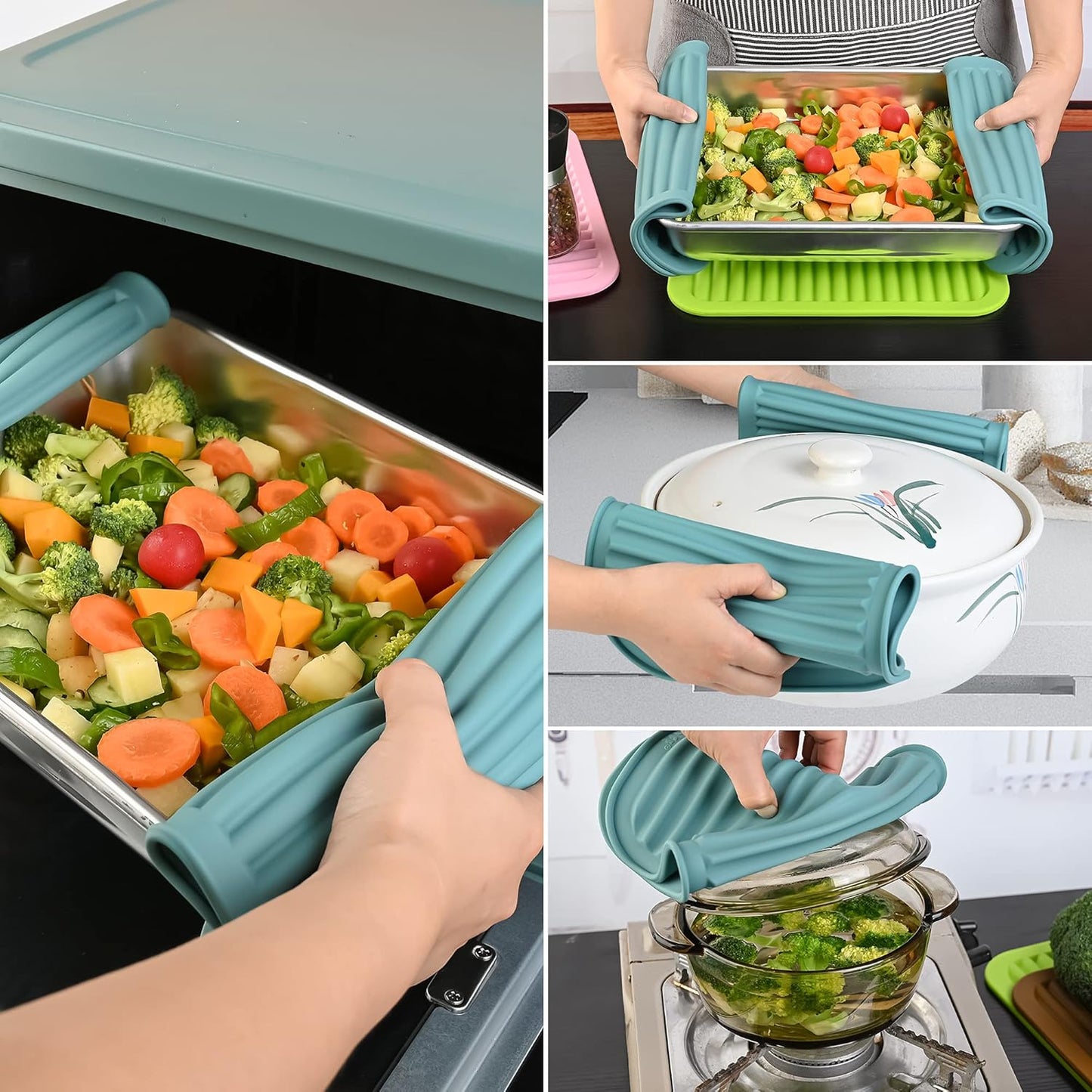 Smithcraft Silicone Trivets Mats for Dishes and Pots, Hot Pads for Countertops, Pot Holders, Set of 2 Color Green