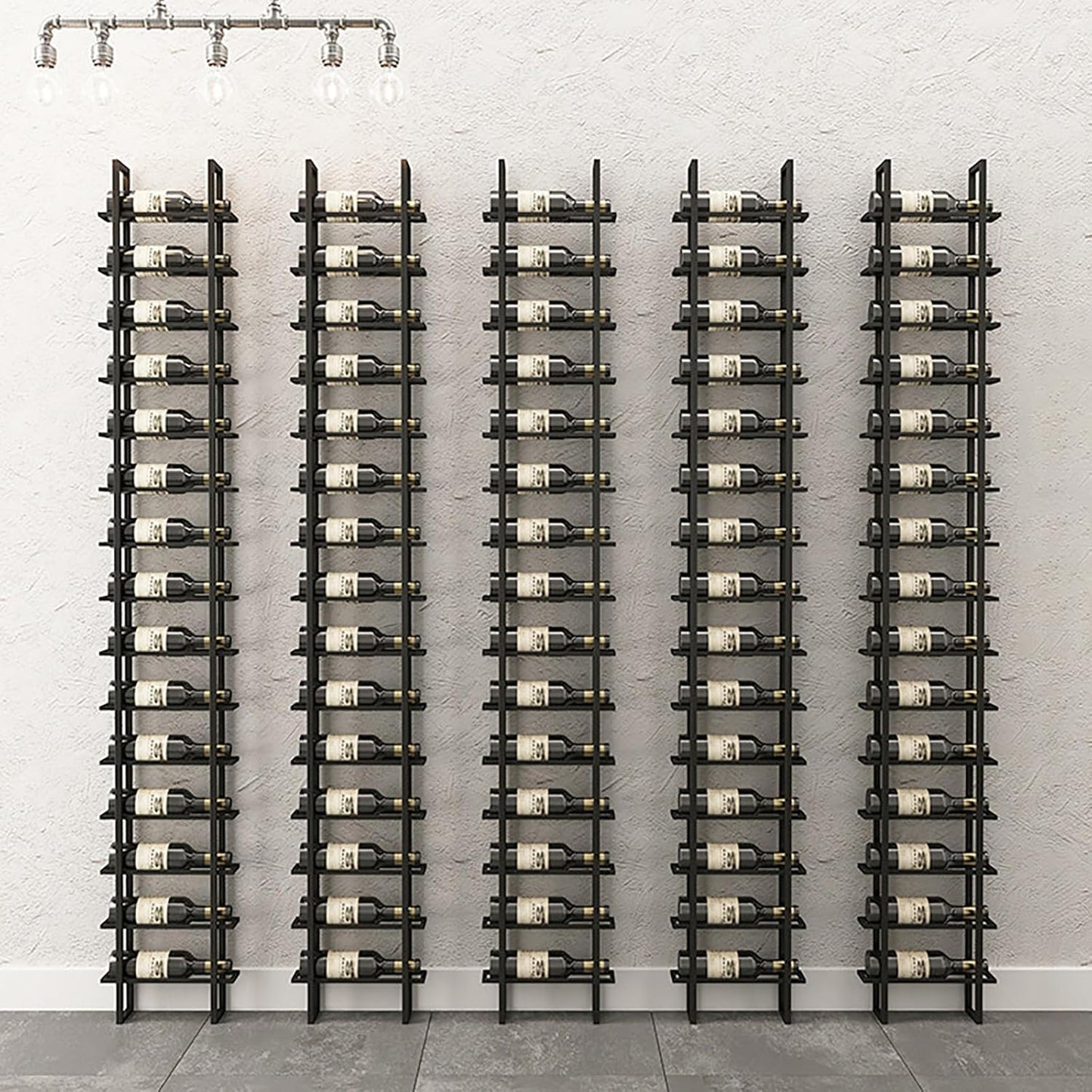 Wine Rack Freestanding Floor, 16 Tier 16 Bottle Capacity Display Holder, Industrial Wine Bottle Storage Shelves, for Any Bar, Wine Cellar, Kitchen, Dining Room (Brown, 1 Column)