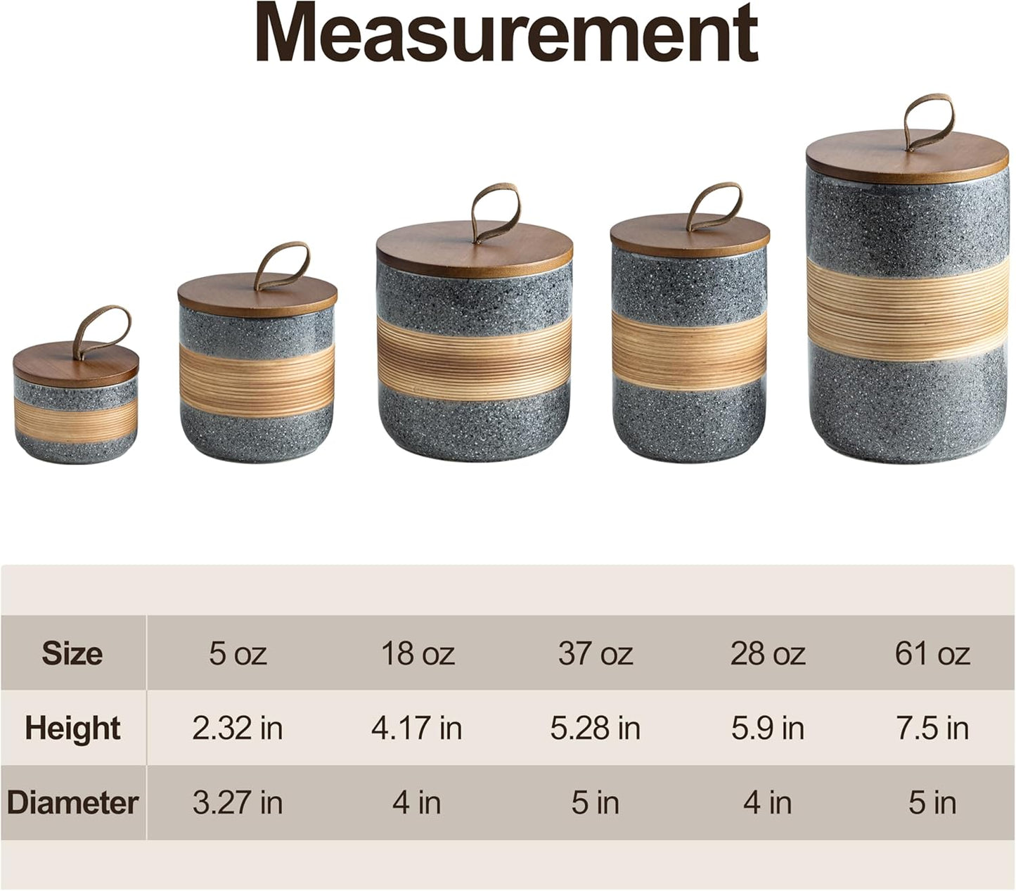 Spice Jars with Airtight Lid, Coffee Container Canister Kitchen Food Storage Jars for Spice Sugar Tea Bag, Stackable Decorative Jars for Countertop, Grey & 37 fl.oz