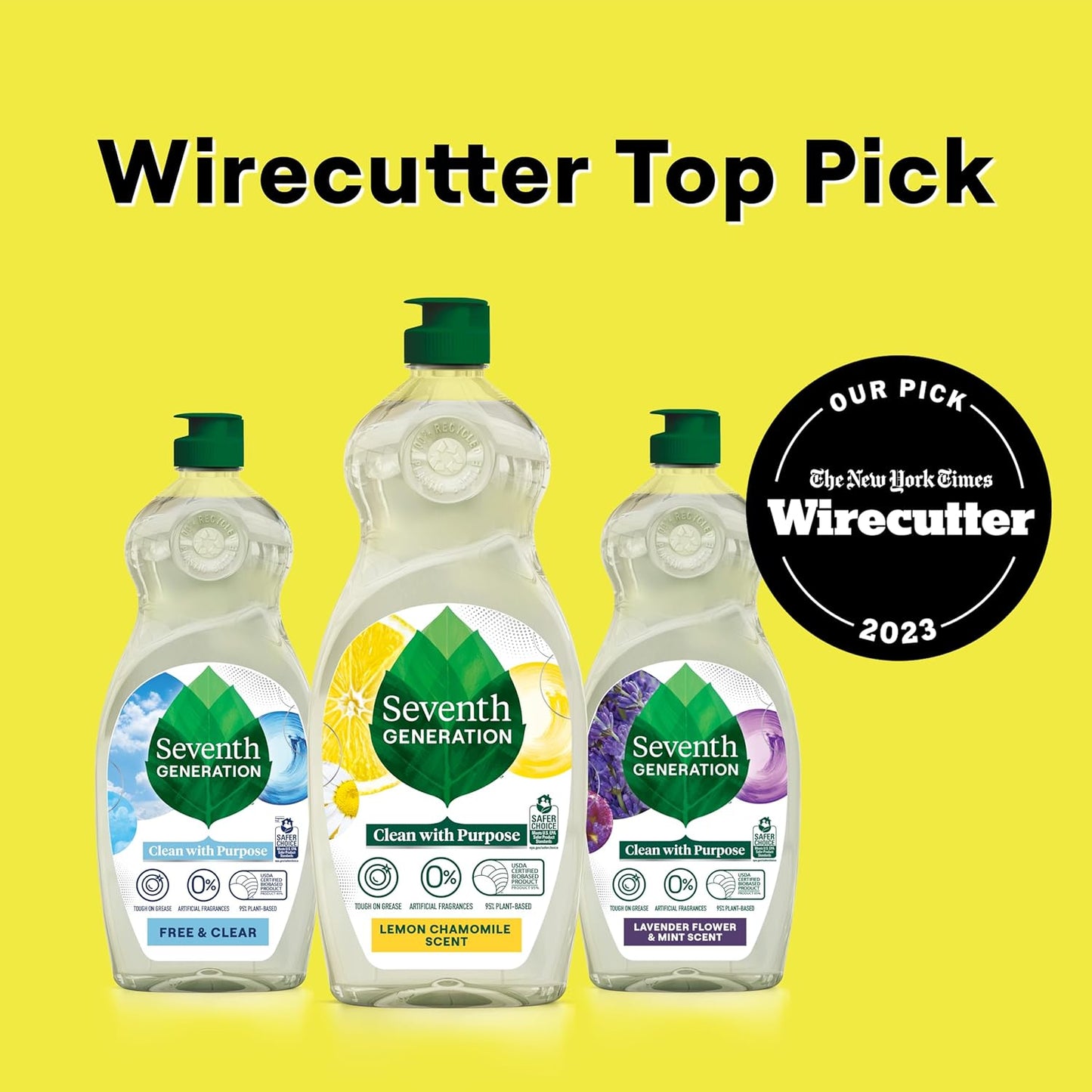 Seventh Generation Dish Soap Liquid Chamomile & Lemon Scent Pack of 6 Dishwashing Soap Dish Detergent Liquid Soap 19 oz