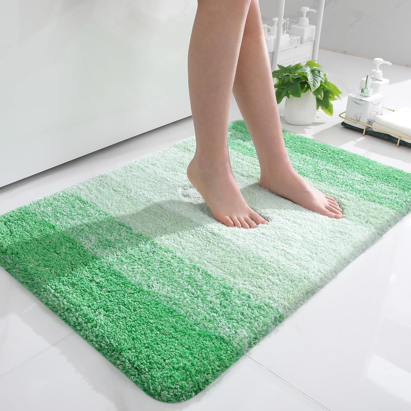 OLANLY Bathroom Rugs Mat 36x24, Extra Soft Absorbent Microfiber Bath Rugs, Rubber Backing, Quick Dry, Machine Washable Bath Mats for Bathroom Floor, Tub and Shower, Home Decor Accessories, Green