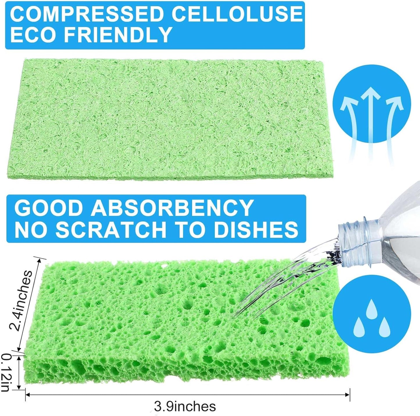 Zhengmy 200 Pieces Kitchen Sponge Bulk Natural Sponges for Dishes Compressed Wood Pulp Sponges Cleaning Sponge Without Scratching for Kitchen Bathroom, 3.9 x 2.4 x 0.12 Inch (Multicolor)