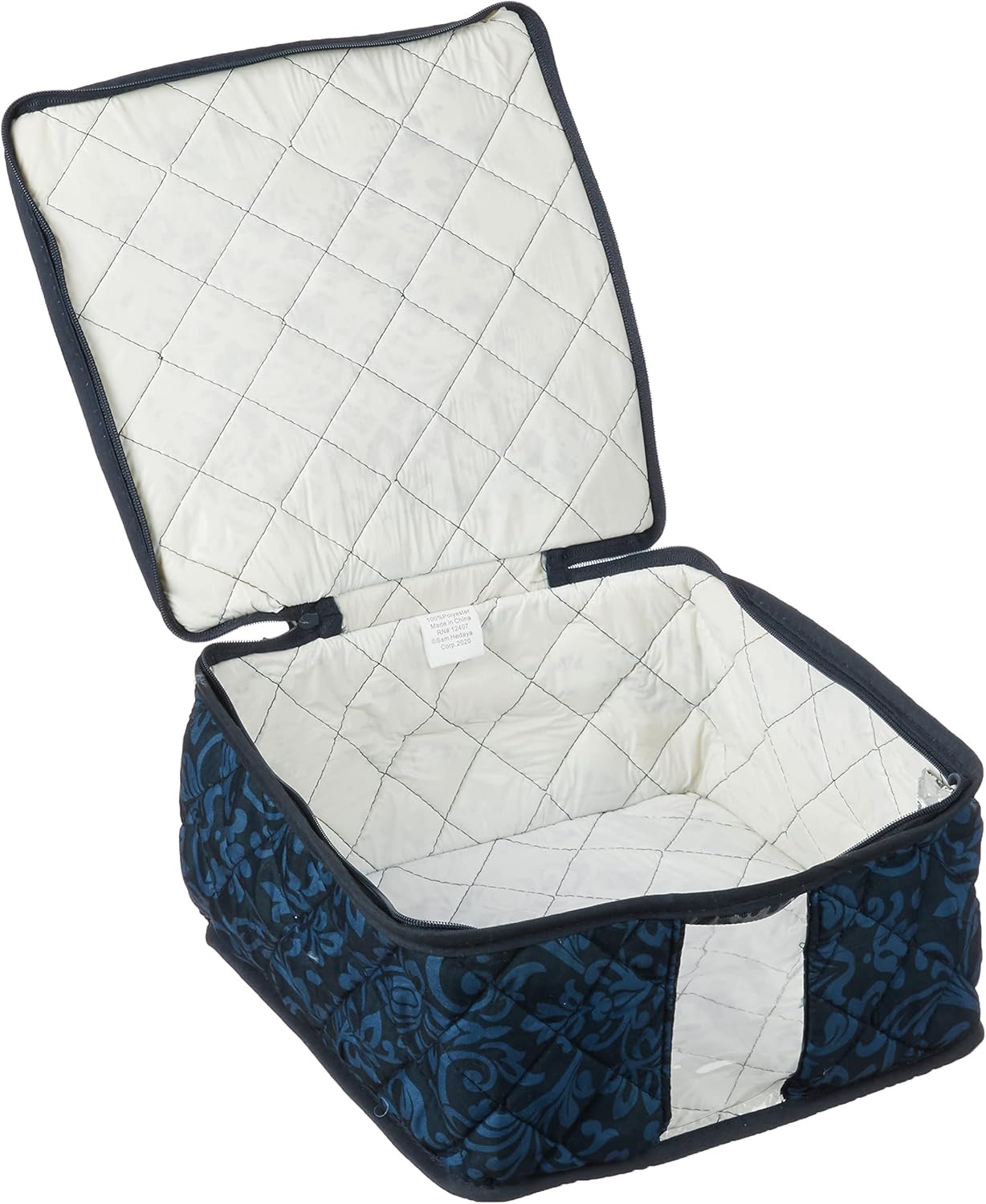 8-Piece Storage Containers Set – China, Navy, Quilted, Stackable Dish & Plate Protectors – Glass & Dinnerware Organizer Lids – Kitchen Storage for Meal, Tupperware, Glass Containers & Food Storage