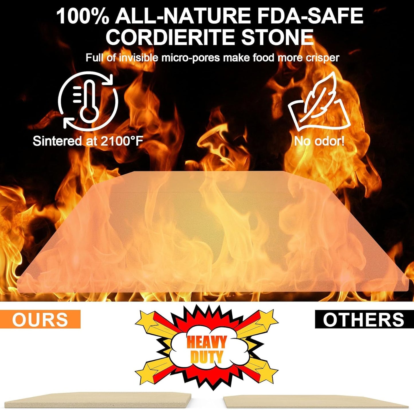 SafBbcue Cordierite Stone Baking Board for Ooni Karu16 Pizza Oven - Superior Quality for Pizza Lovers and Cooking Enthusiasts! Ideal Gift for Fathers and Husbands, Beige