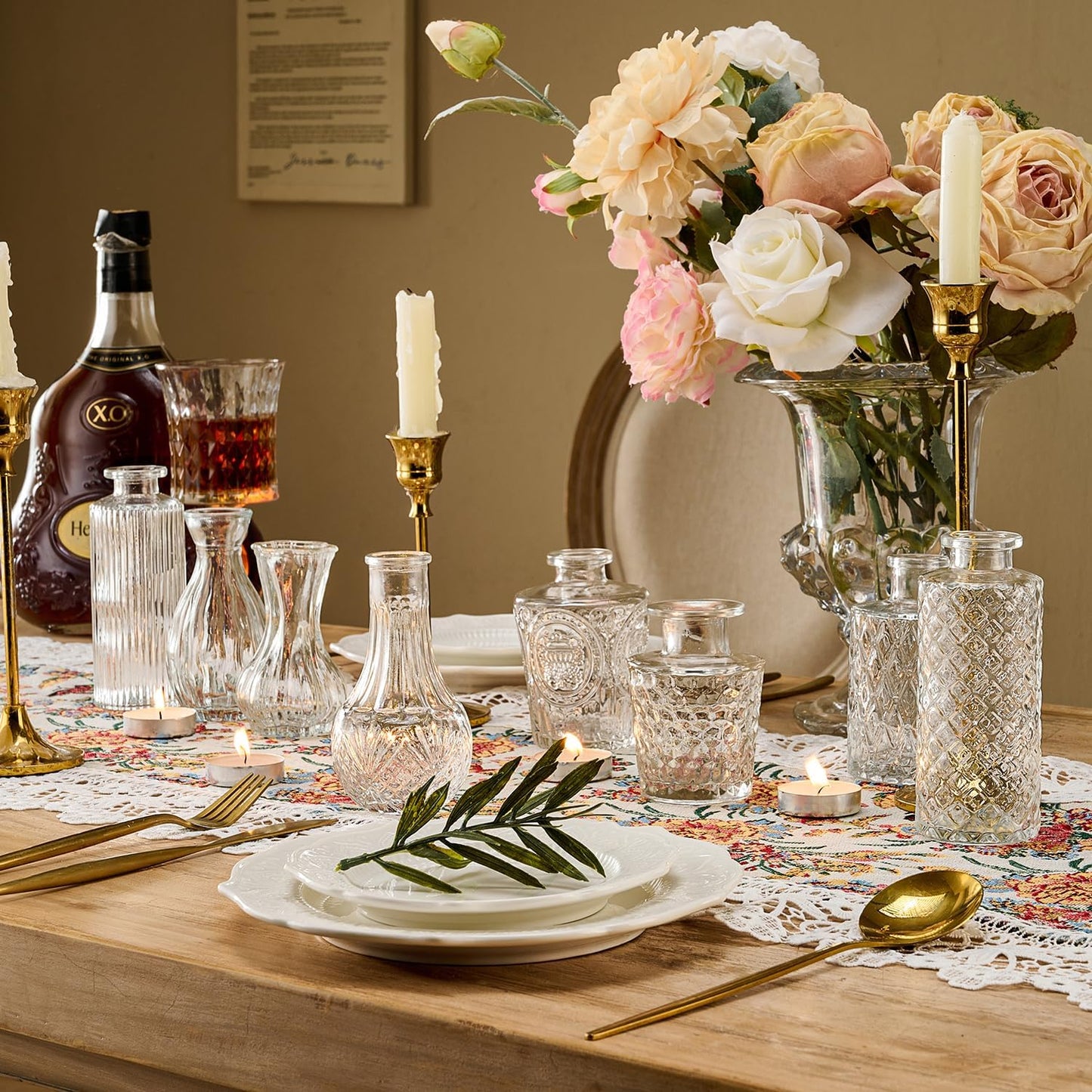 Glass Bud Vase Set of 36 Pcs Small Minimalist Vases for Flowers, Vintage Rustic Home Decor for Table Centerpiece Wedding Party, Modern Clear Aromatherapy Bottle for Living Room Bedroom