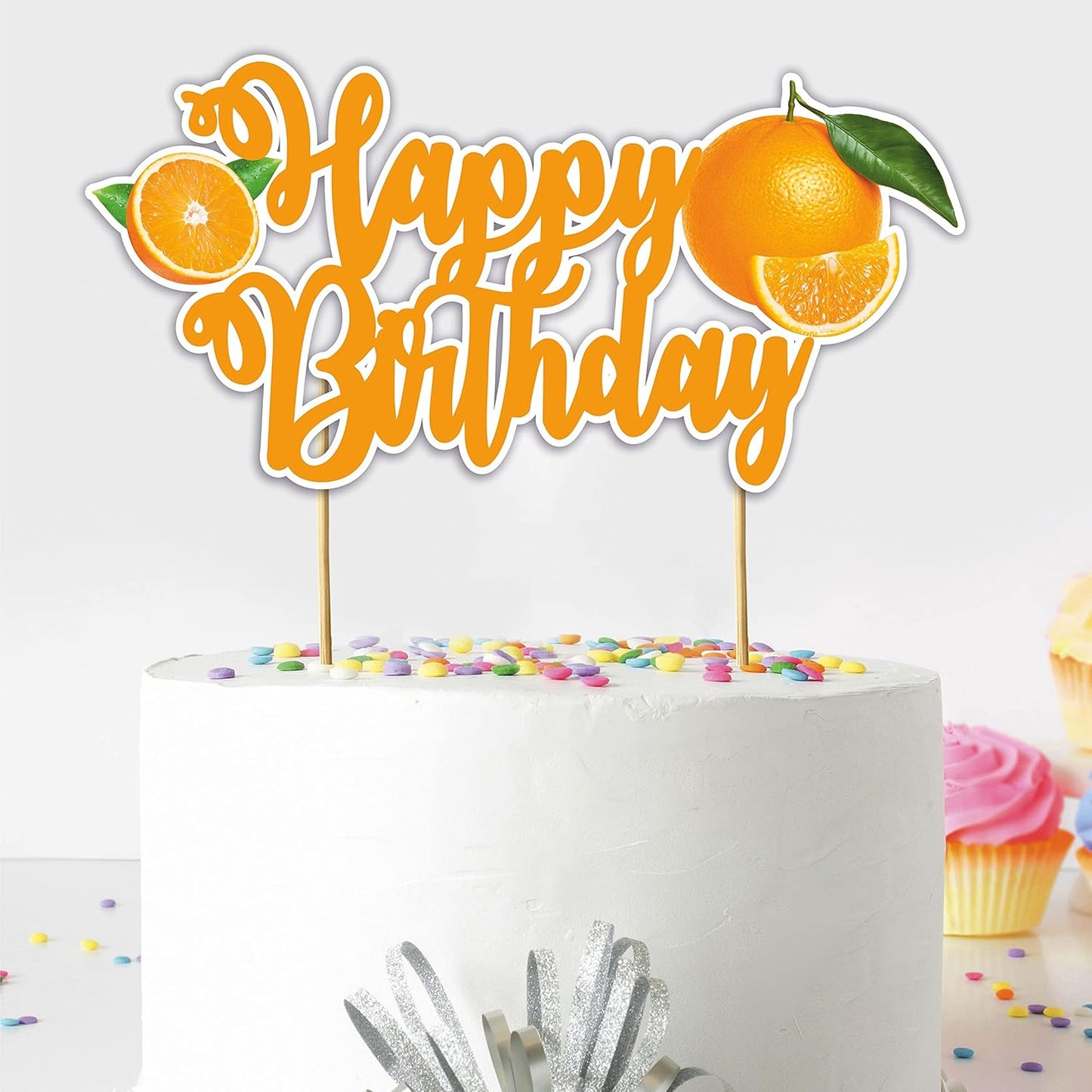 Seyal® Orange Happy Birthday Cake Topper