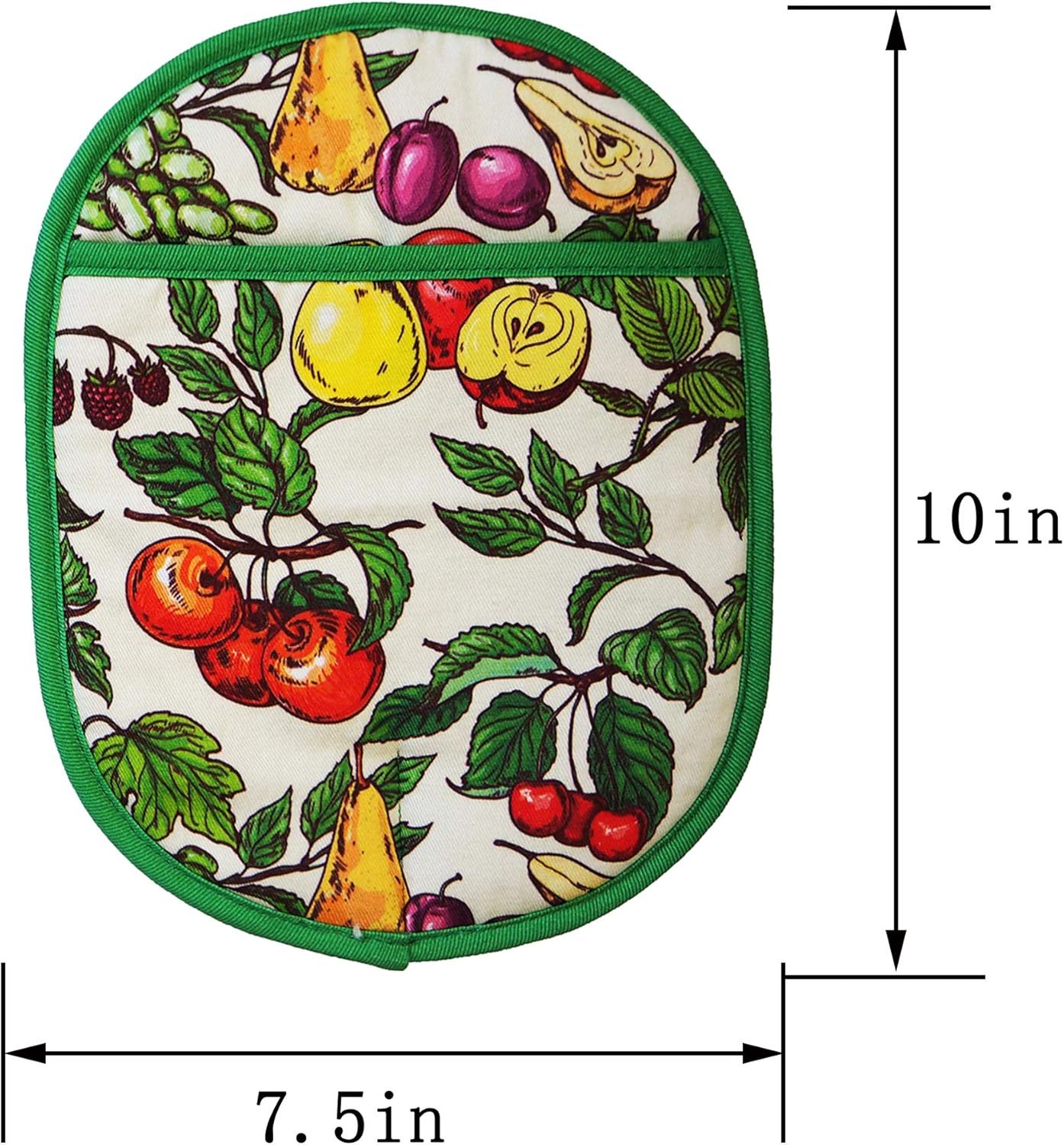 Pot Holders Set of 2 with Transparent Clear Silicone Shell and Nice Fruit Flower Cotton Lining, Heat Resistant to 500 F Kitchen Oven Gloves Pot Holder for Cooking (Fruit Flower, Potholders)