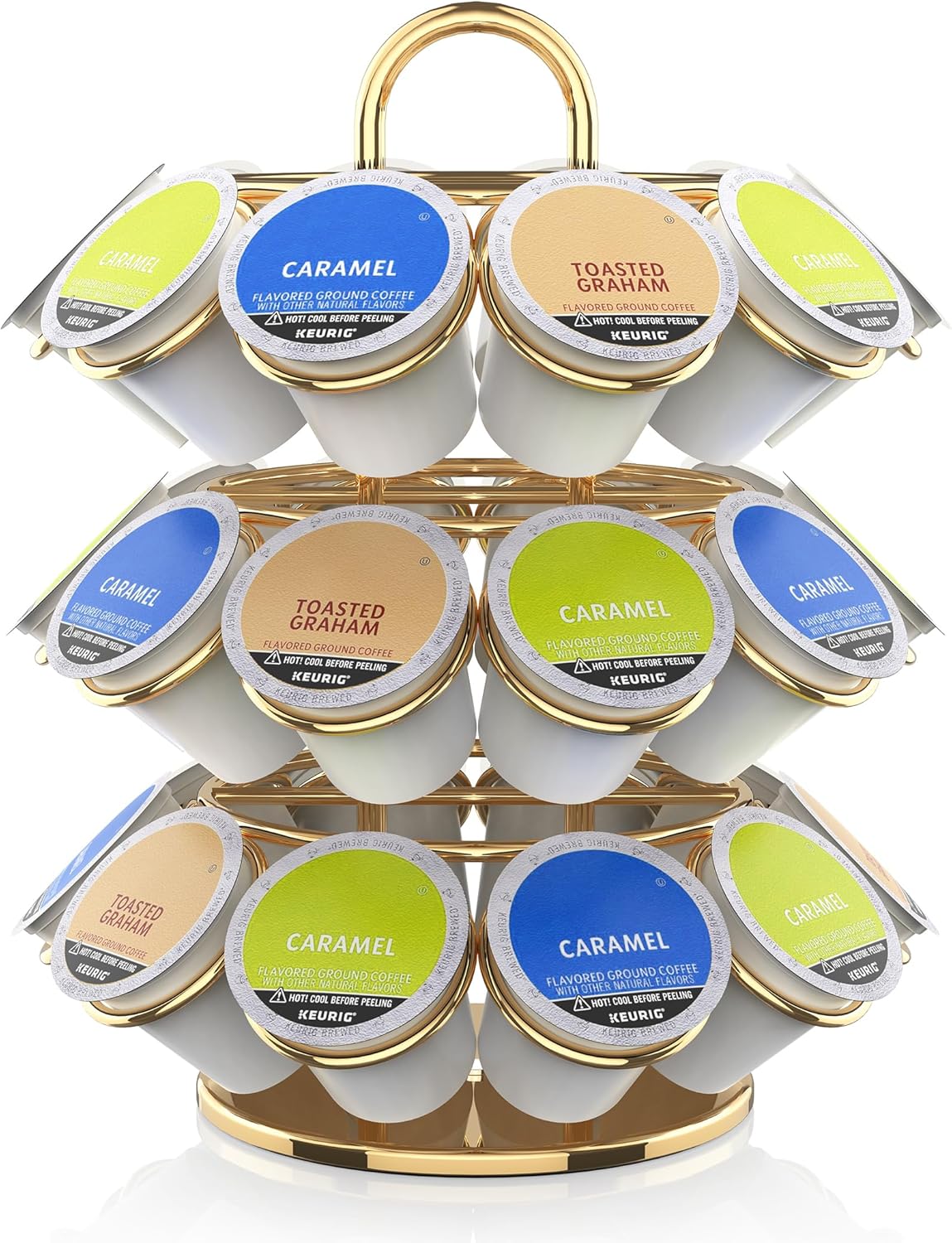 Coffee Pod Storage Organizer for K-Cup Pods, K Cup Holder,K Cup Carousel, Home Office Kitchen Counter Coffee Station Organizer (27 Pods Capacity-Gold)