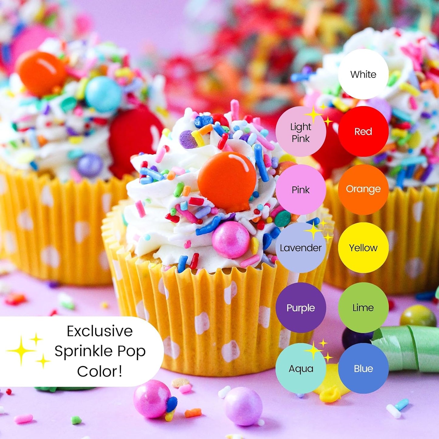 Sprinkle Pop Rainbow Birthday Sprinkle Mix| Red Orange Yellow Iridescent Rainbow Sprinkles with ~6 Royal Icing Balloons| Decorating Sprinkles Made in USA for Girl Boy Cakes Cookie Cupcake Donut, 2oz
