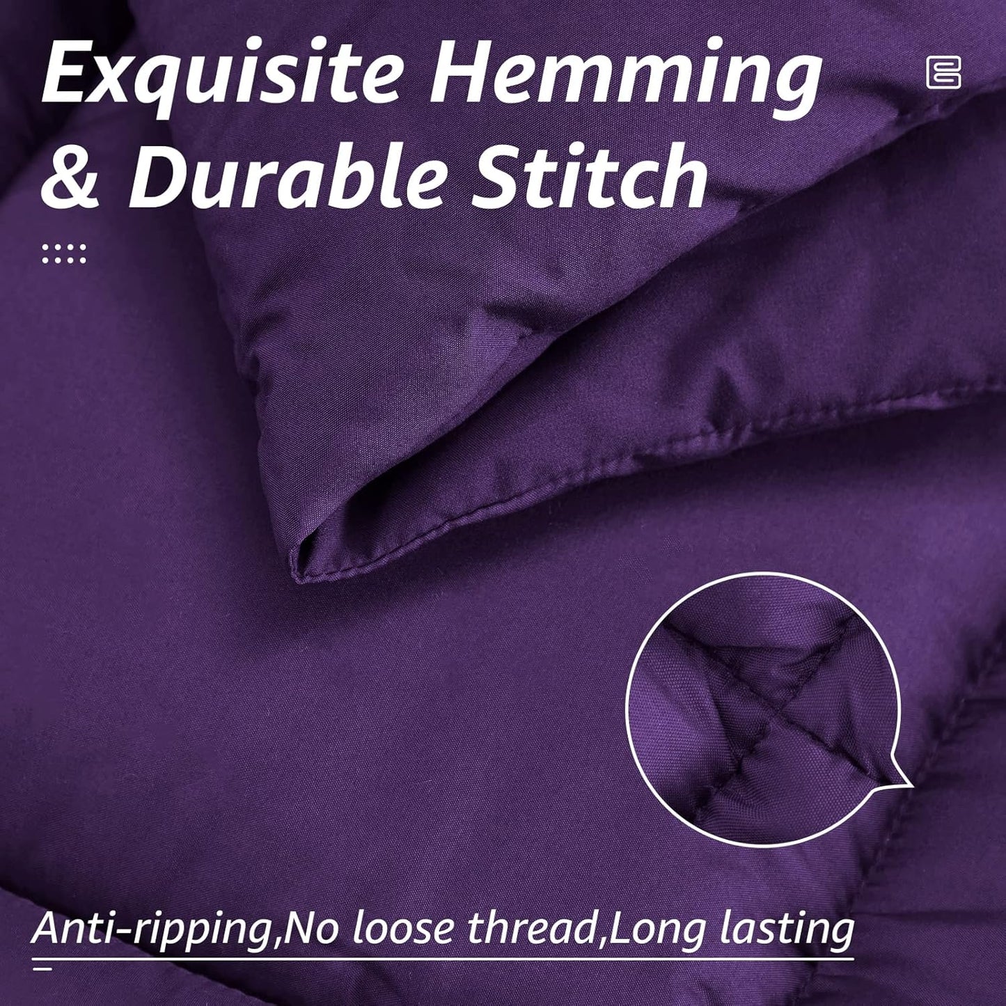 HYLEORY All Season Full Size Bed Comforter - Cooling Down Alternative Quilted Duvet Insert with Corner Tabs - Winter Warm - Machine Washable - Purple