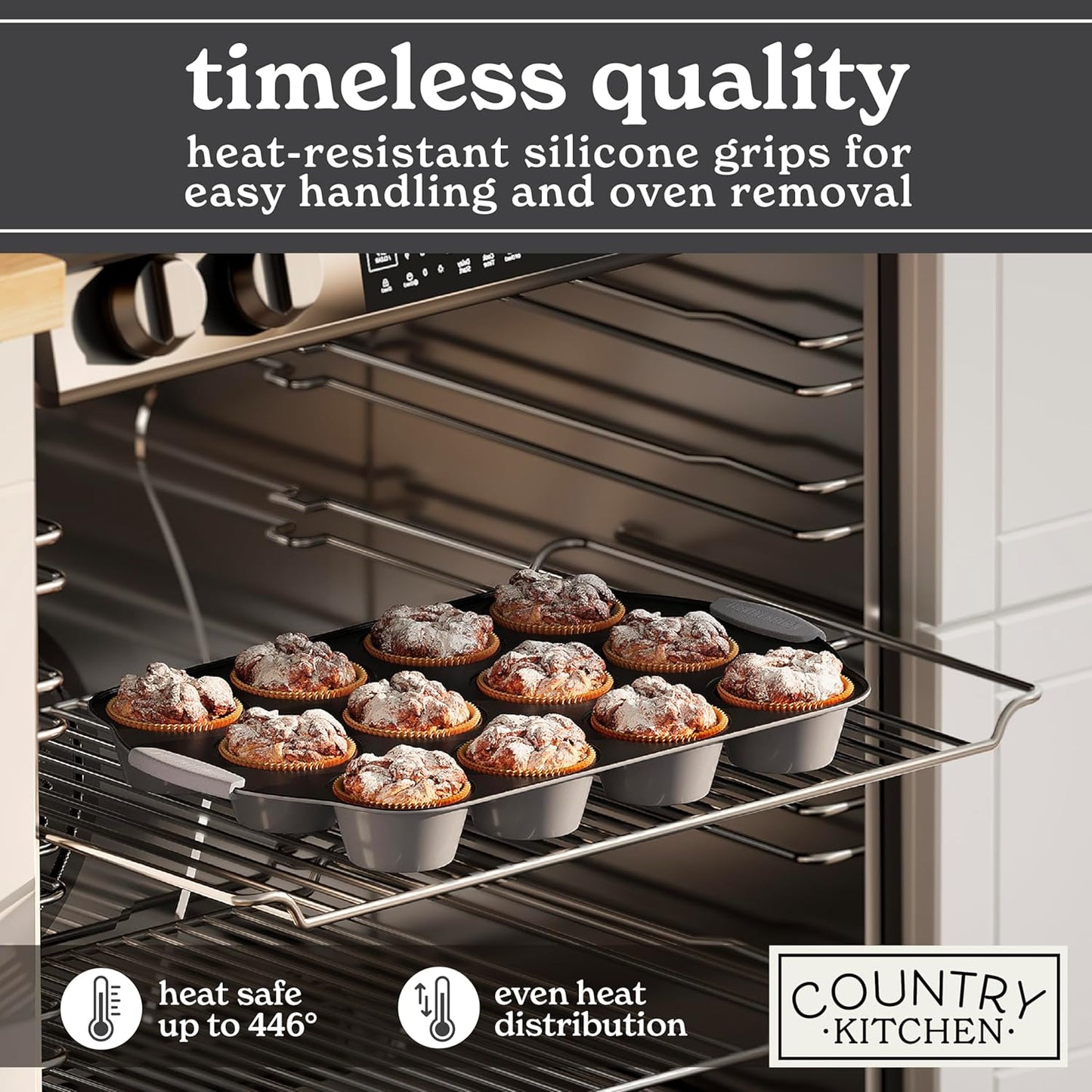 Country Kitchen Nonstick Stackable Bakeware Set - Heavy Duty, Durable, Easy Release Baking Set, Grey, 10 Pcs