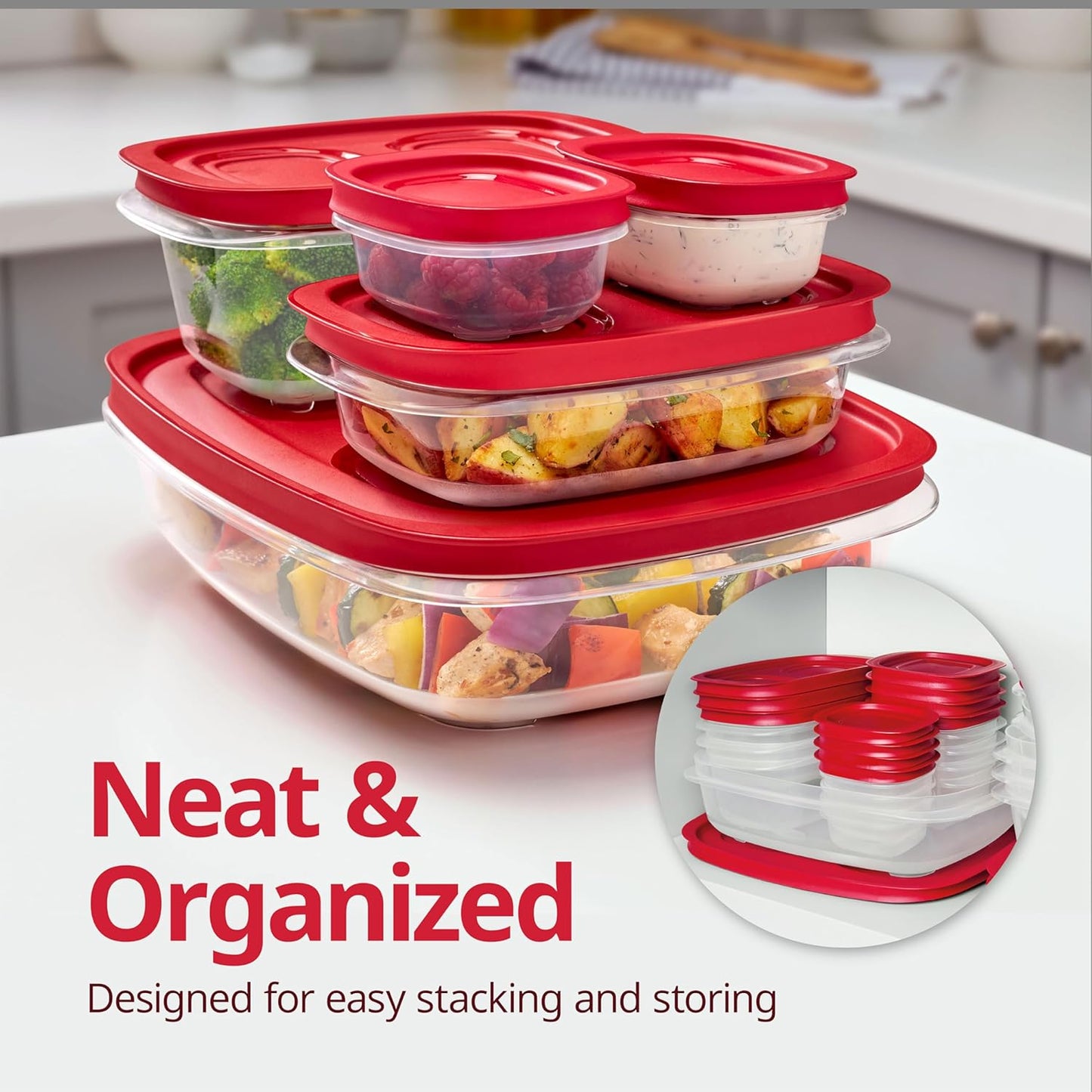 Rubbermaid EasyStore Large Containers, 18-Piece Set, Food Storage Containers, Food Storage Containers with Lids