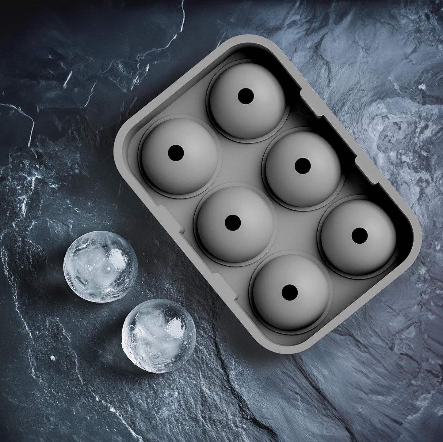 glacio Silicone Ice Cube Trays – Large Silicone Molds for 2-Inch Ice Cubes and Spheres Whiskey Ice Cube Trays with Lids for Cocktails & Bourbon – Set of 2