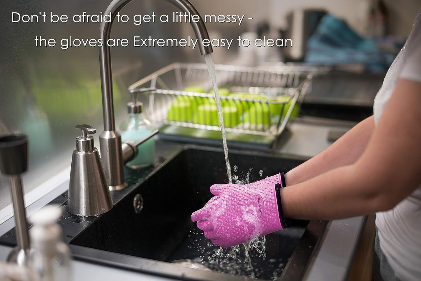 KITCHEN PERFECTION Silicone Smoker Oven Gloves -Extreme Heat Resistant BBQ Gloves-Handle Hot Food Right on Your Grill Fryer & Pit|Waterproof Grilling Cooking Baking Mitts|Superior Value Set+3 Bonuses