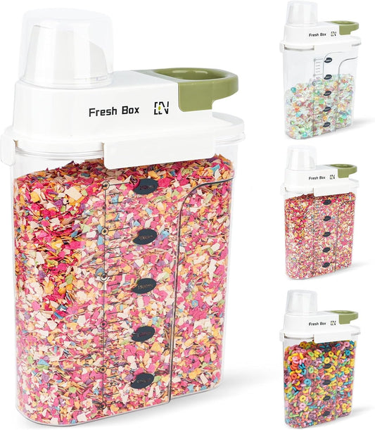 Cereal Storage Container 4Pack,85oz/2.5L Airtight Food Storage Containers With Lids,Organizers Storage With Measuring Cup for Beans,Sugar,Rice,Nuts,Snacks,Pet Food,Candy