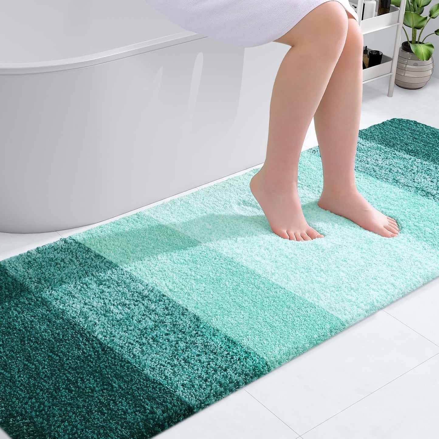 OLANLY Bathroom Runner Rugs 70x24, Extra Soft Absorbent Microfiber Bath Rugs, Rubber Backing, Quick Dry, Washable Bath Mats for Bathroom Floor, Tub and Shower, Home Decor Accessories, Blackish Green