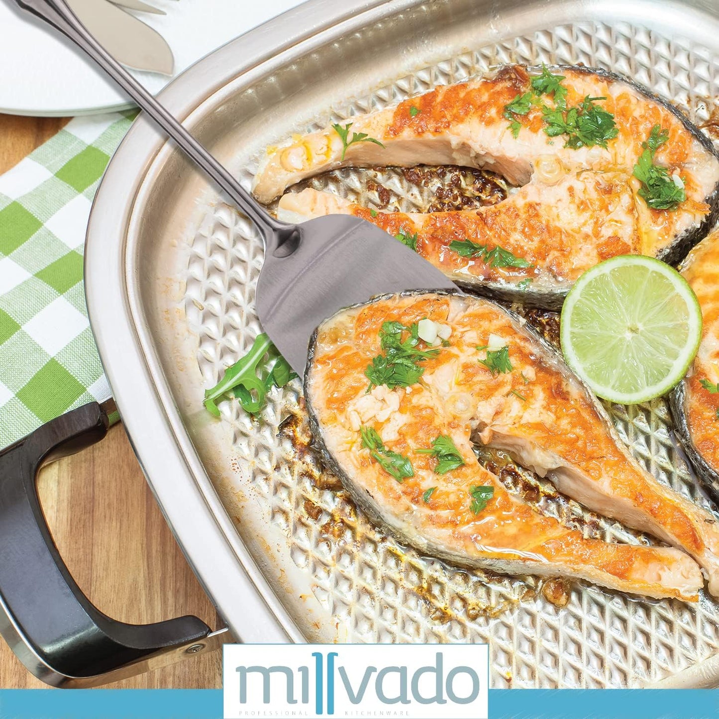 Stainless Steel Cooking Spatula,15 Inch Metal Turner, Kitchen Slotted Flipper For Grills, Camping BBQ’s, Frying Pancakes, Burgers, Large Cookware For the Professional Chef