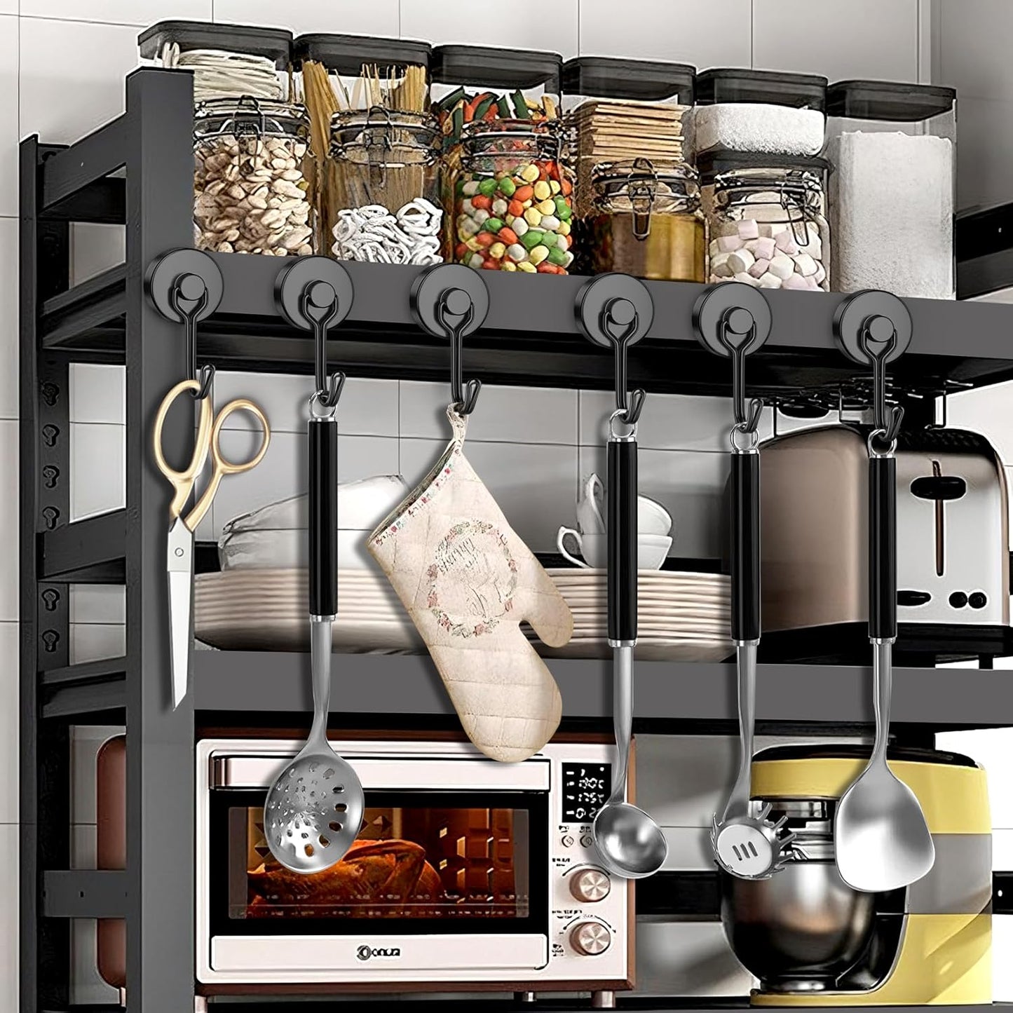 FINDMAG Strong Magnetic Hooks, 60lb+ Magnetic Hooks for Cruise Cabins, Rare Earth Magnet with Hook for Fridge, Magnetic Hook for Hanging Heavy Duty, Magnetic Hangers for Locker, Toolbox, Wall, Home