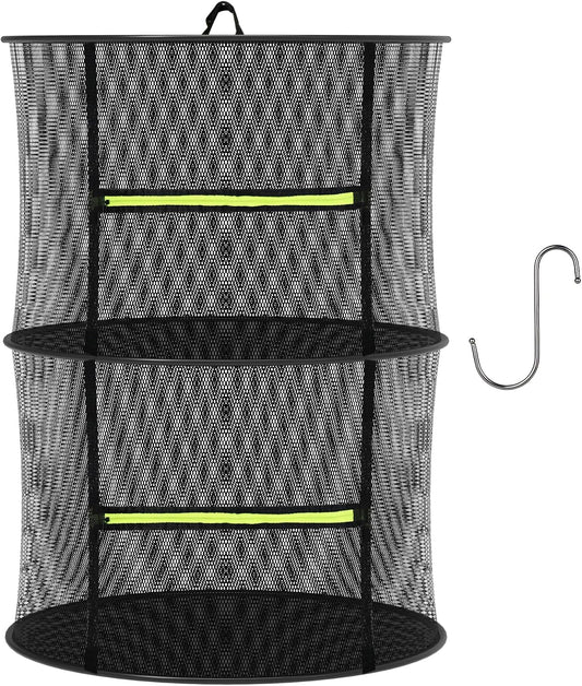 Herb Drying Rack - Mesh Drying Rack - Herb Drying Rack Hanging with Green Zipper & Garden Pruning Shears for Drying Herb - Hanging Drying Rack - Plant Drying Rack (2 Layers)