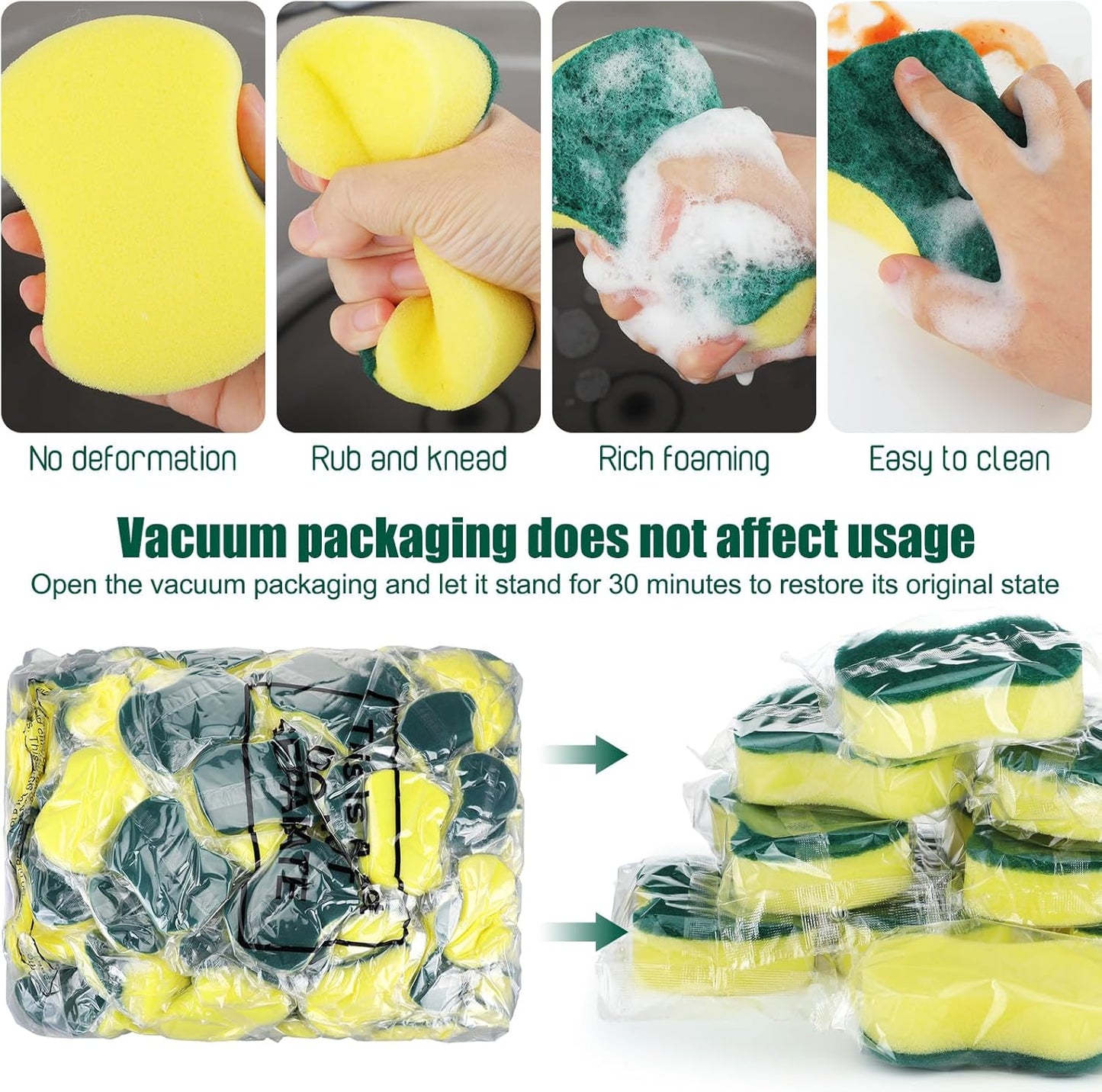 Tanlade 240 Pcs Individually Wrapped Sponges Kitchen Bulk Non Scratch Scouring Sponges for Dishes Household Cleaning Travel Apartments Hotel Car