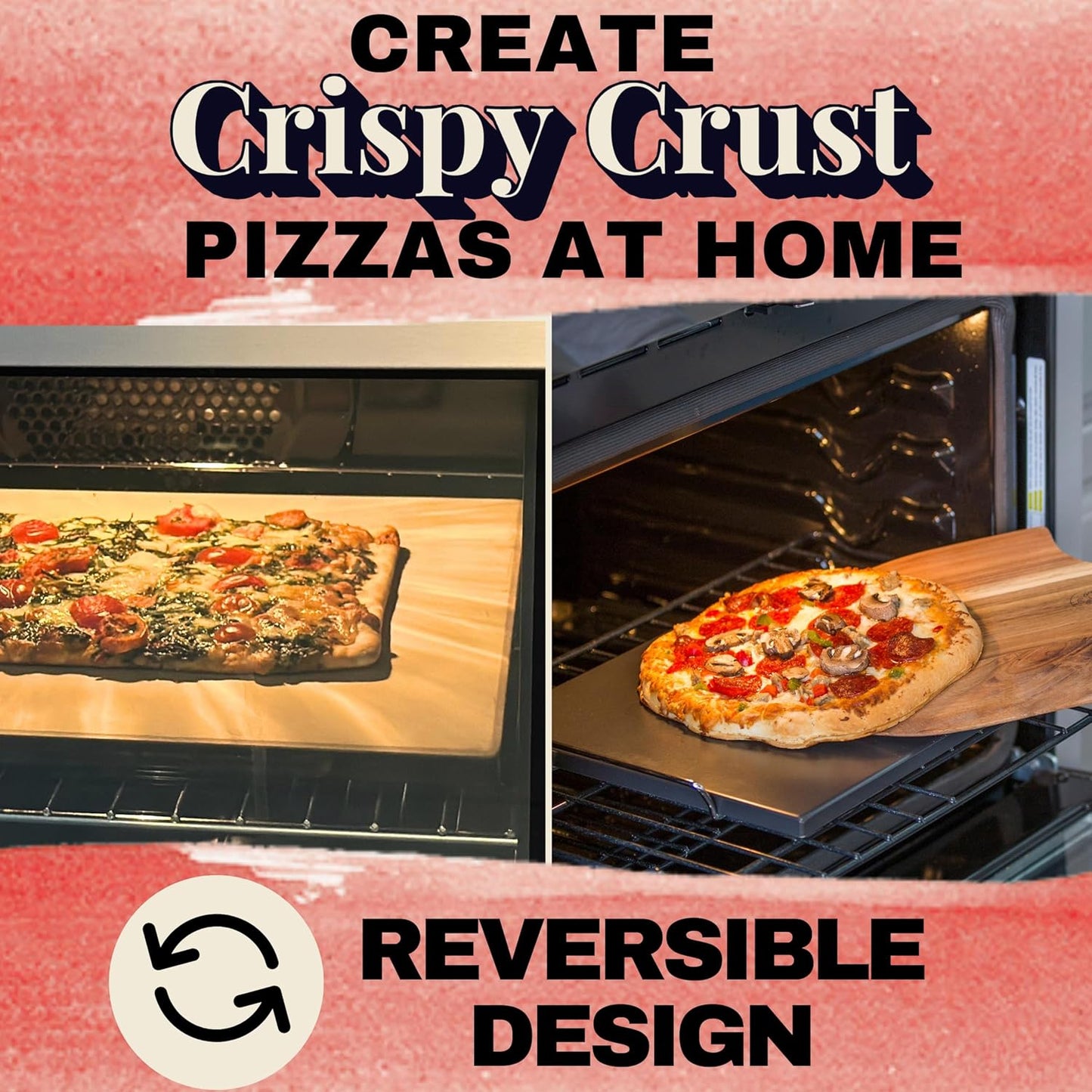 Reversible Ceramic Pizza Stone for Oven - Pizza Stones for Grill with Handles, Pizza Peel, Pizza Cutter, Dough Tool - Bread Baking Stone - 15 inch Ceramic Pizza Pan - Pizza Making Kit - Oven Stone