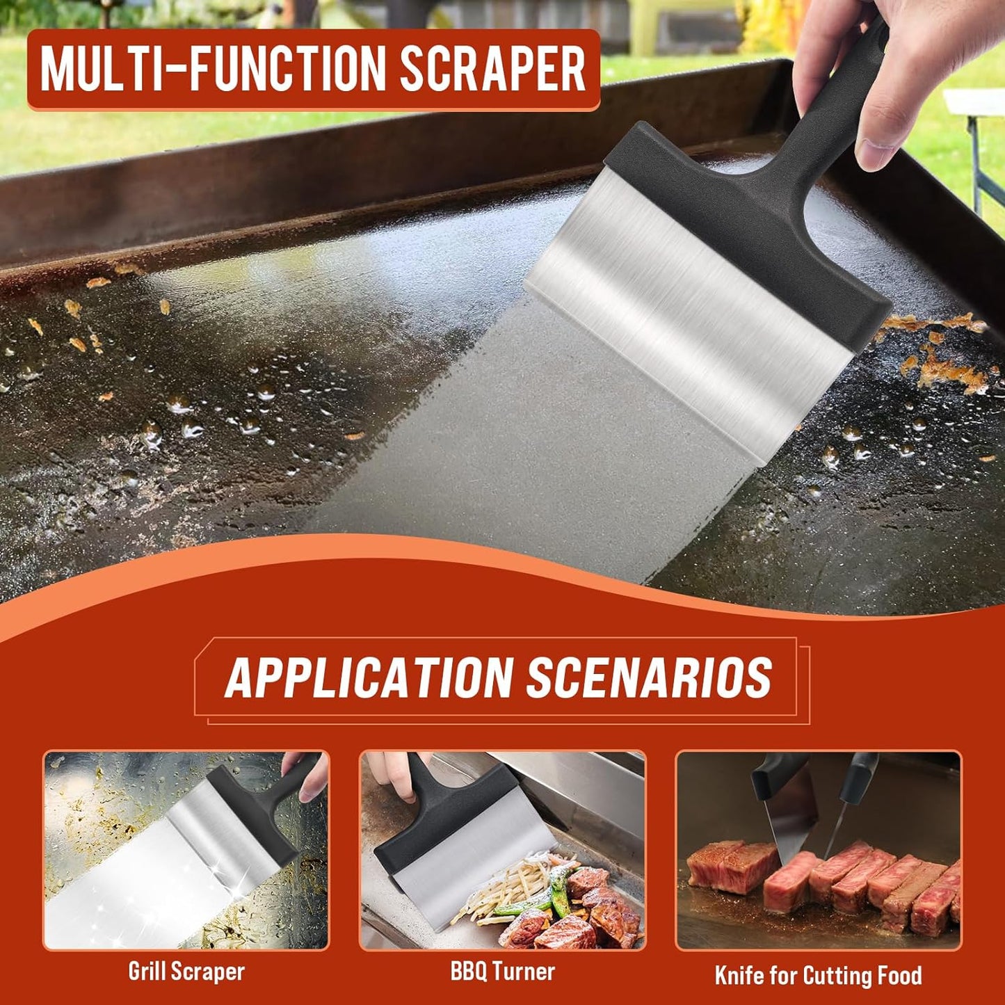 Griddle Cleaning Kit for Blackstone, Flat Top Grill Cleaning Kit with Grill Stone, Griddle Scraper & Griddle Brush Easy to Remove Stain